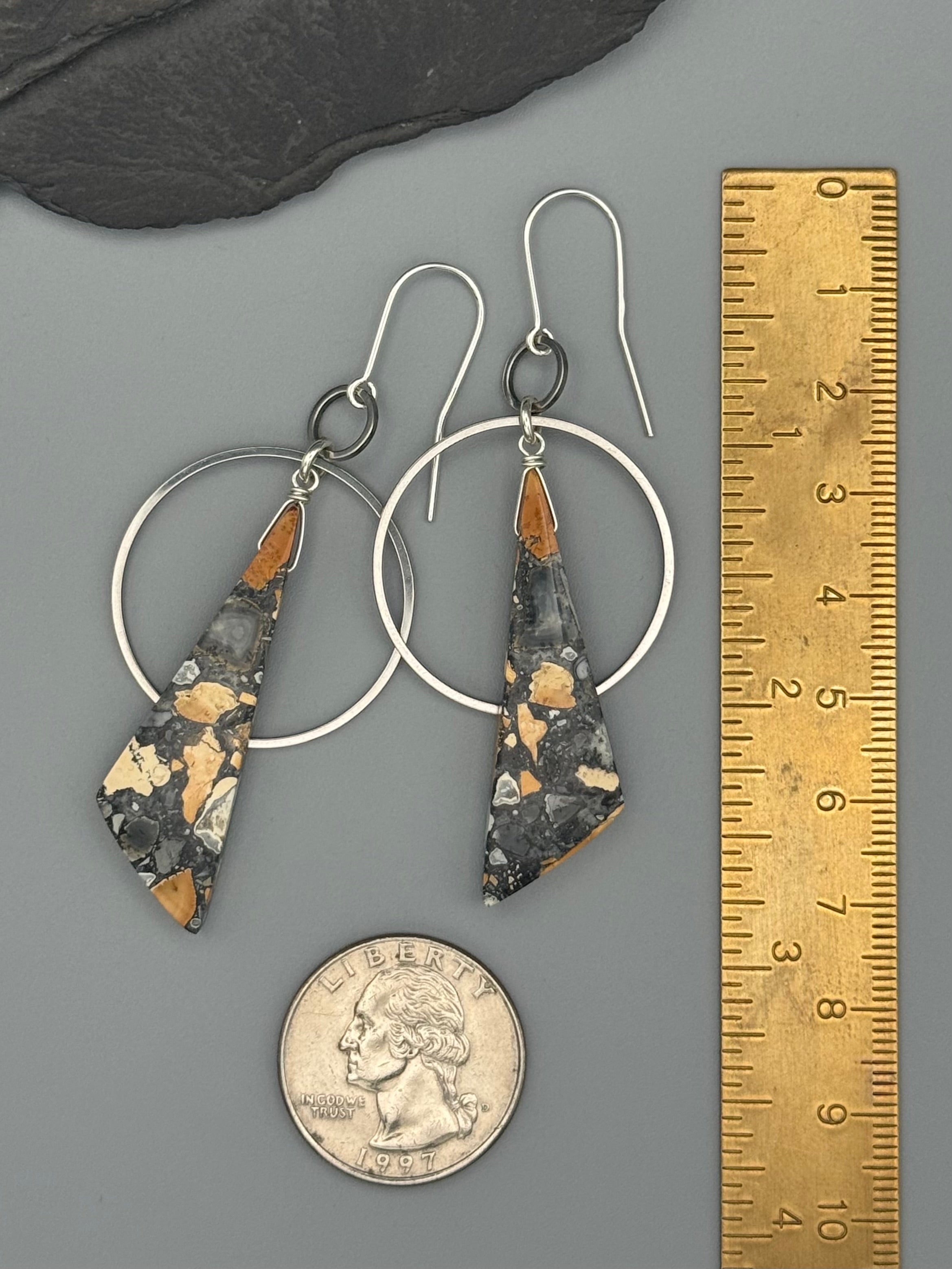 •EQUA ORBIT• maligano jasper + silver earrings