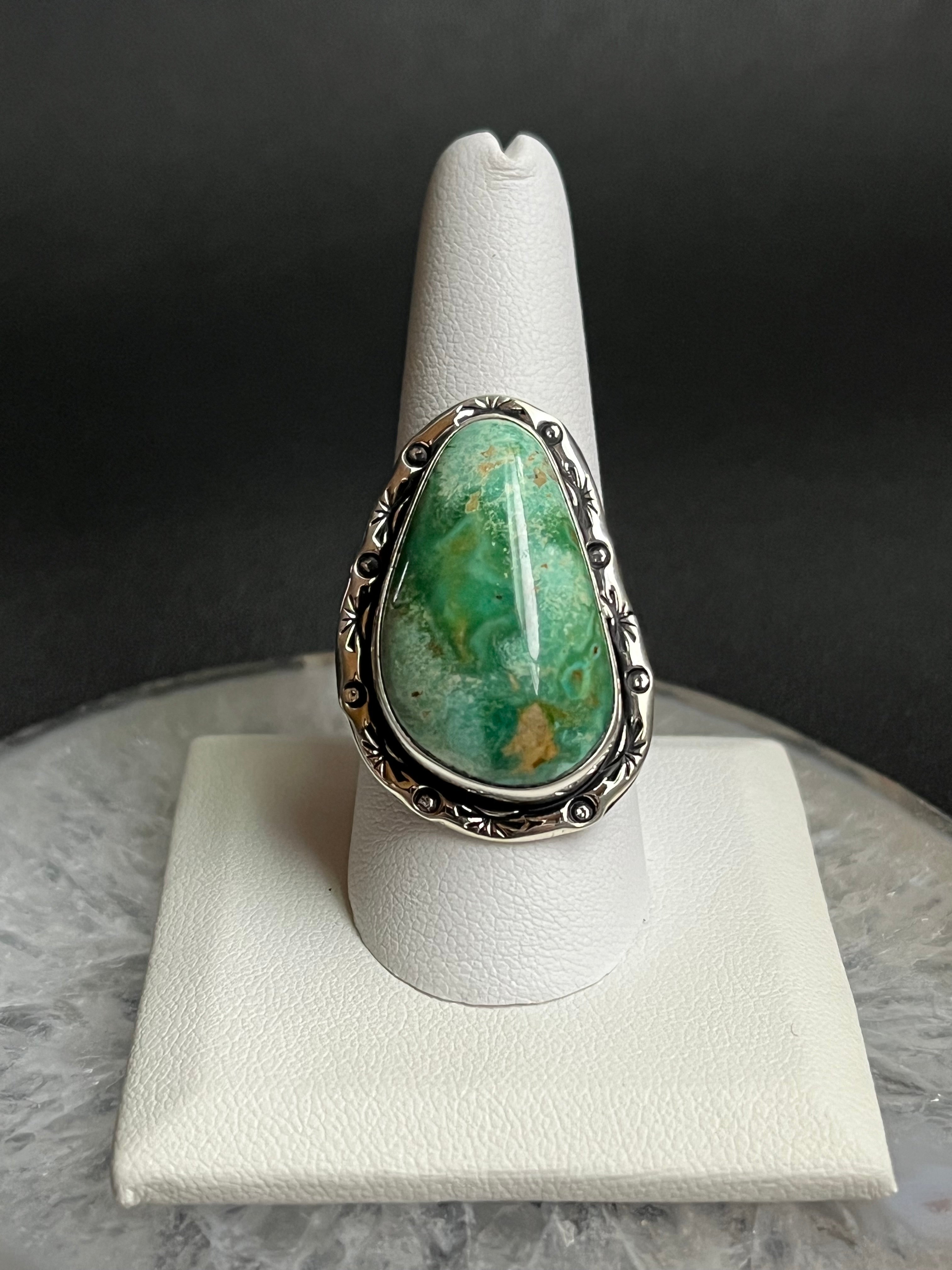 •SONORAN GOLD TURQUOISE• Navajo silver ring - size 10