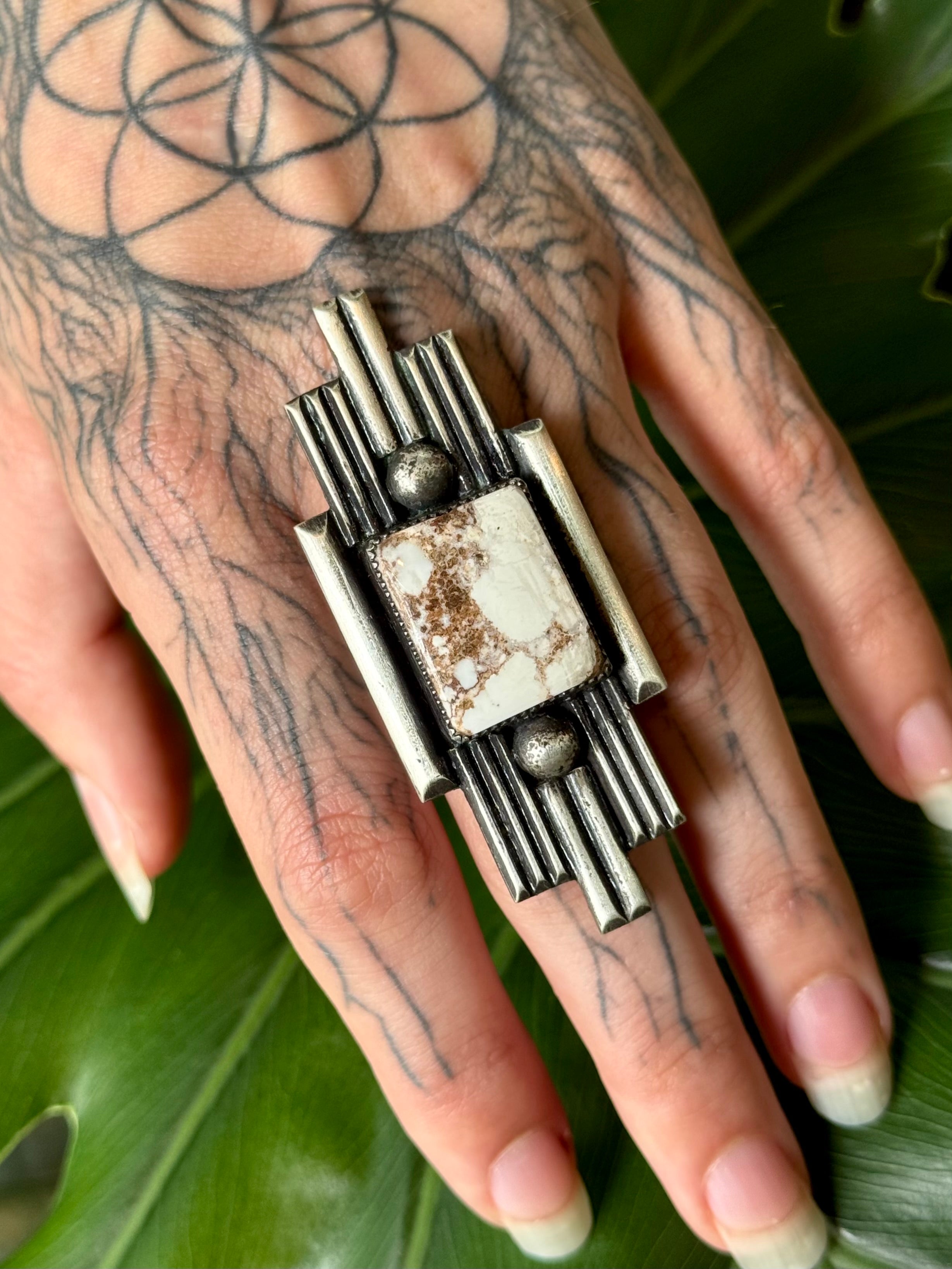 •EPOQUE• wild horse jasper + silver ring (size 8.5)