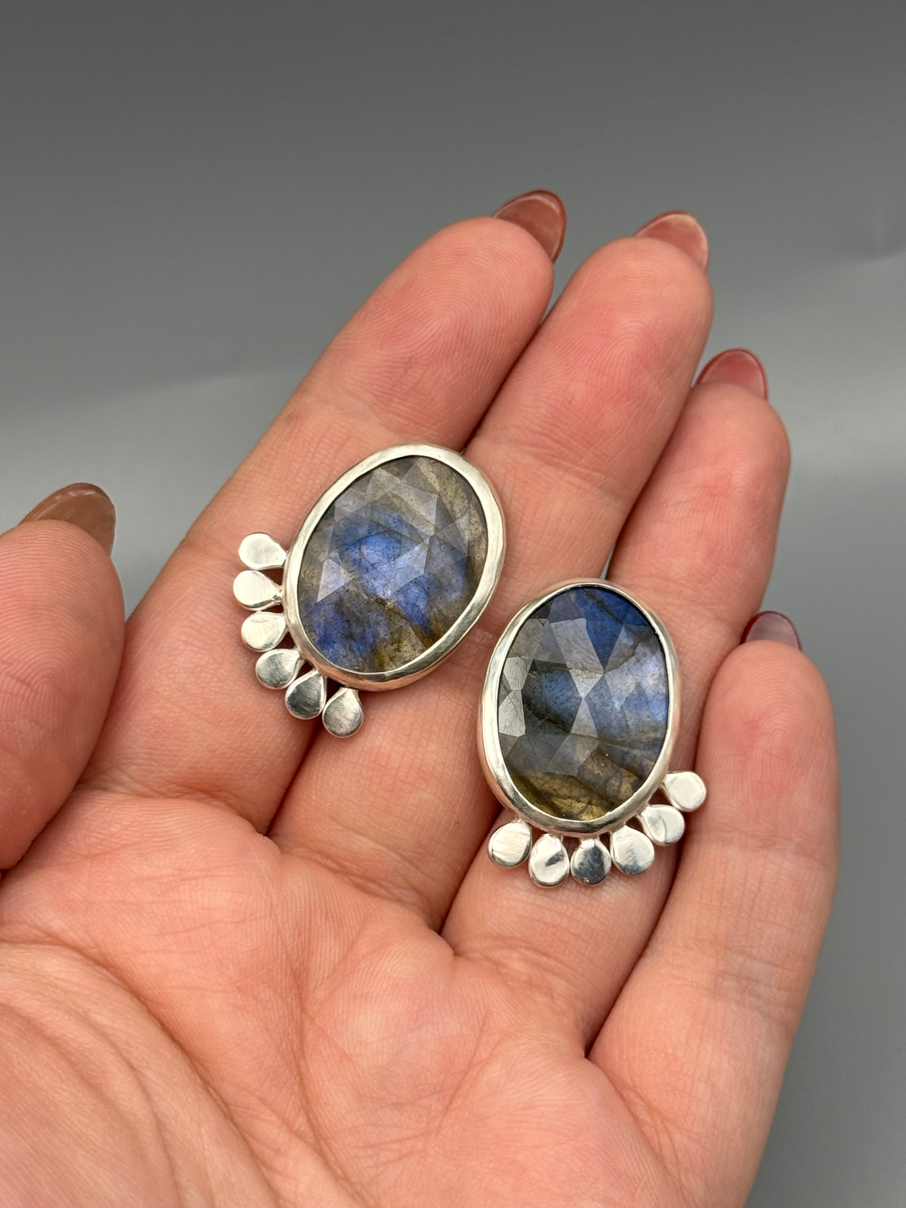 •POLLINATOR• labradorite + silver post earrings