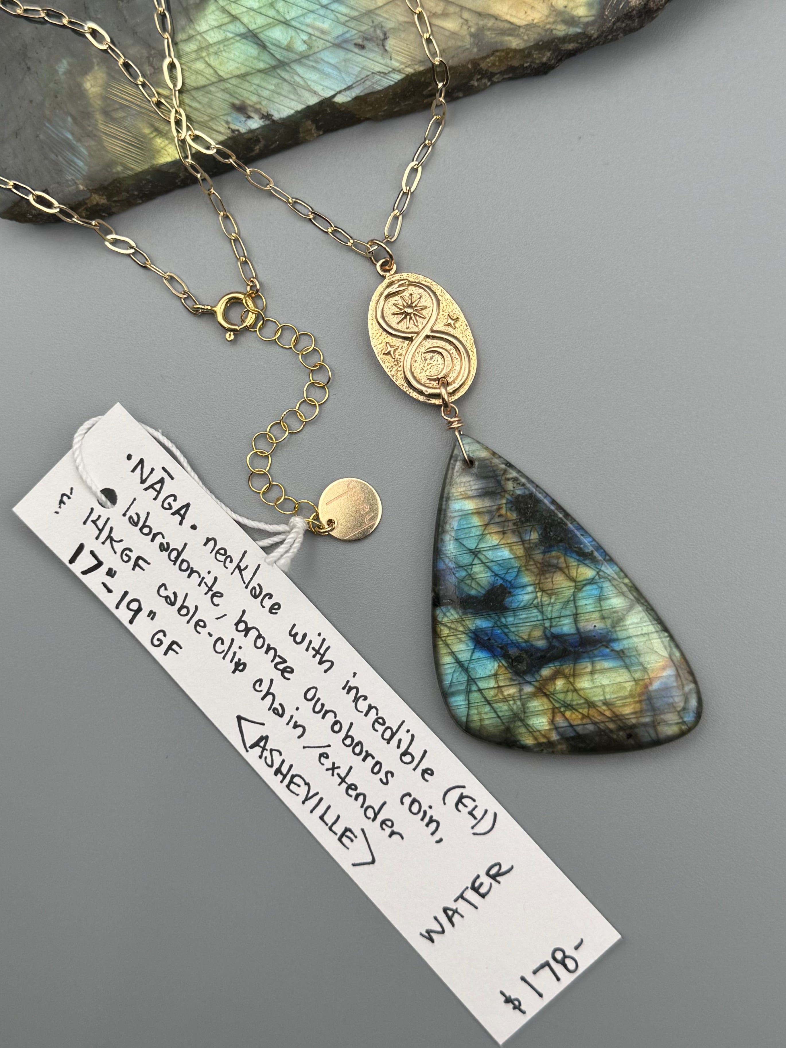 •NĀGA• labradorite + gold necklace (17"-19" long)