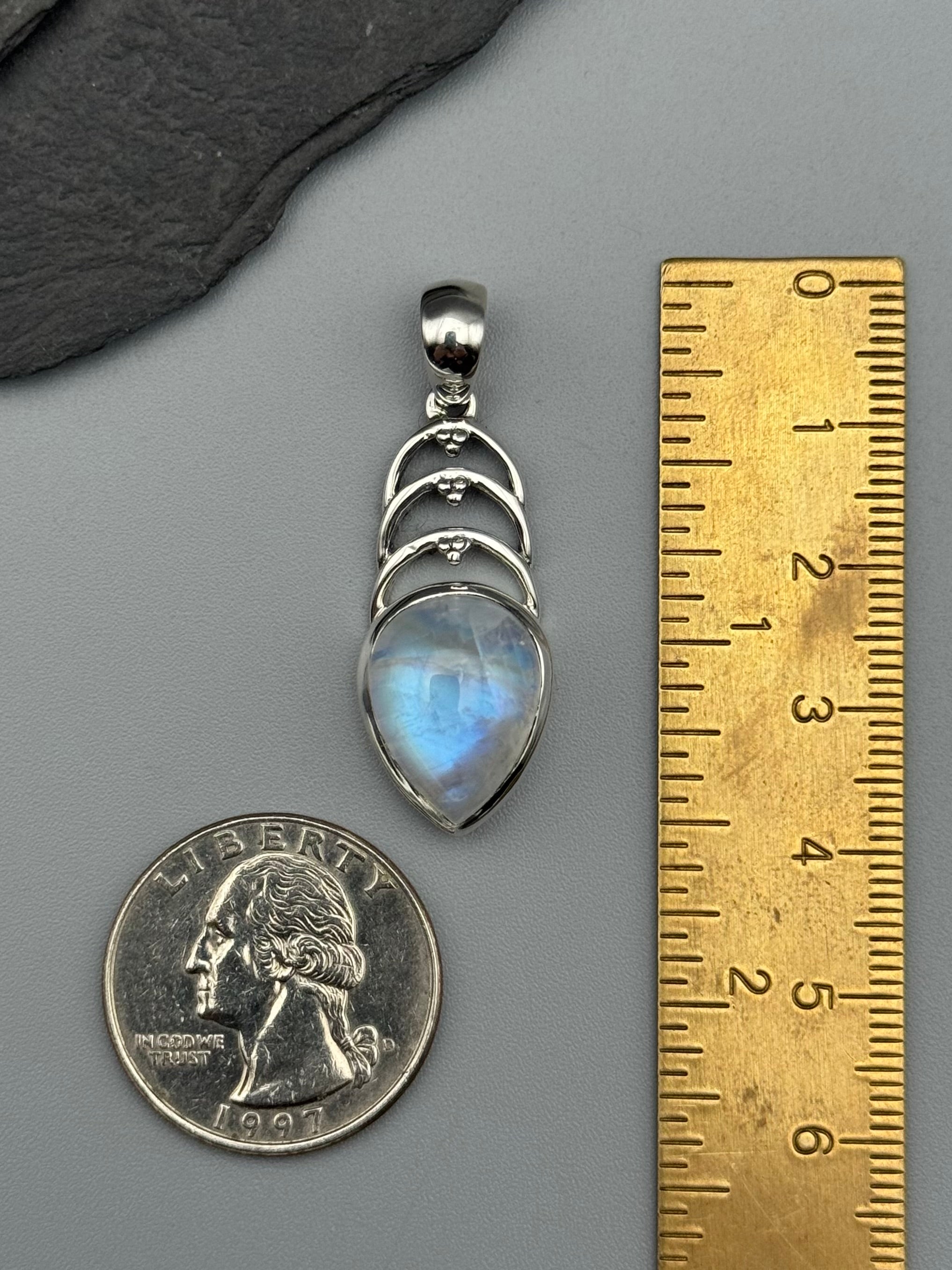 •RAINBOW MOONSTONE SPEAR - OZ• sterling silver pendant