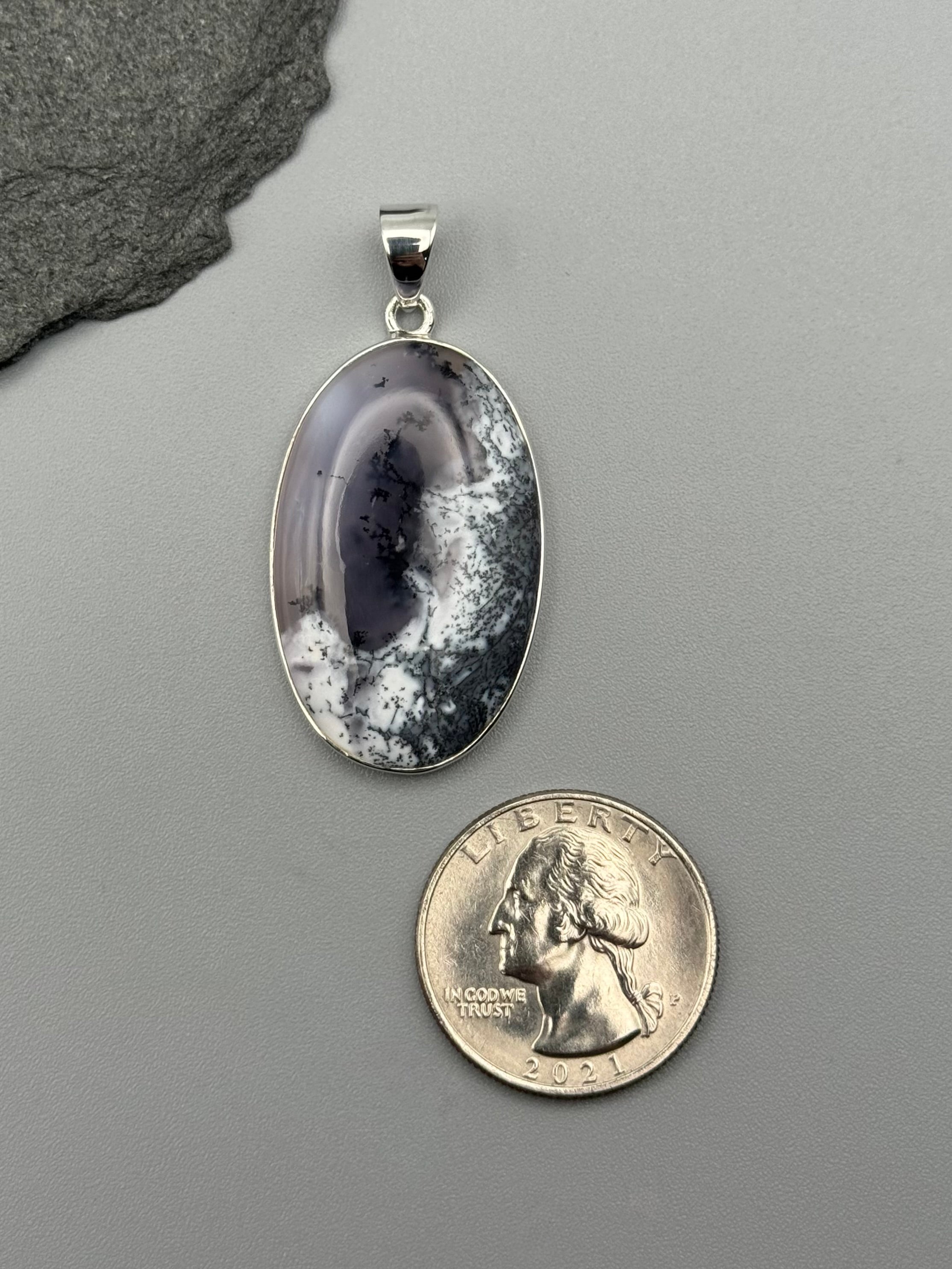 •DENDRITIC OPAL - OVAL 2• sterling silver pendant