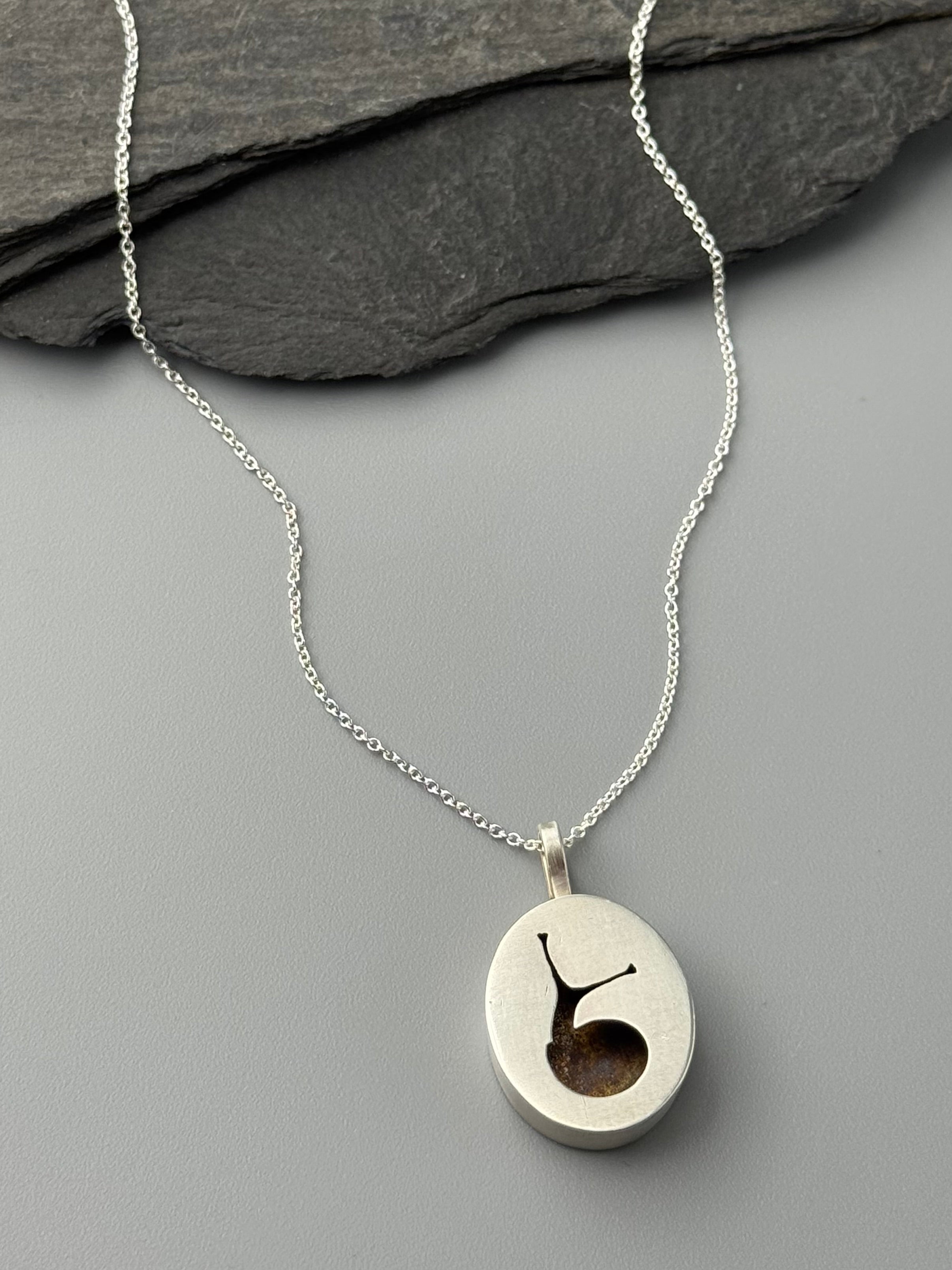 •SNAILED IT• silver snail shadowbox necklace (18" long)