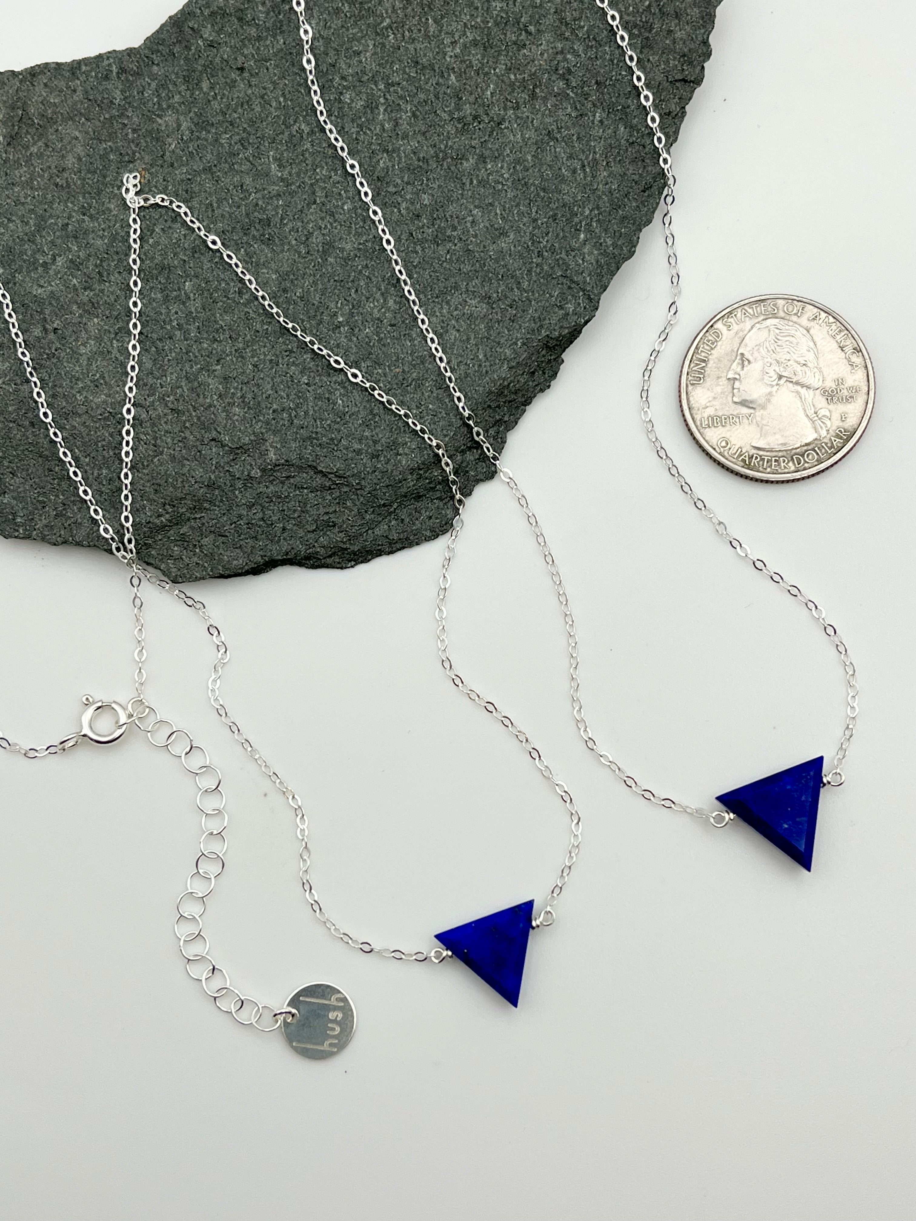 •STRAY• lapis triangle + silver necklace