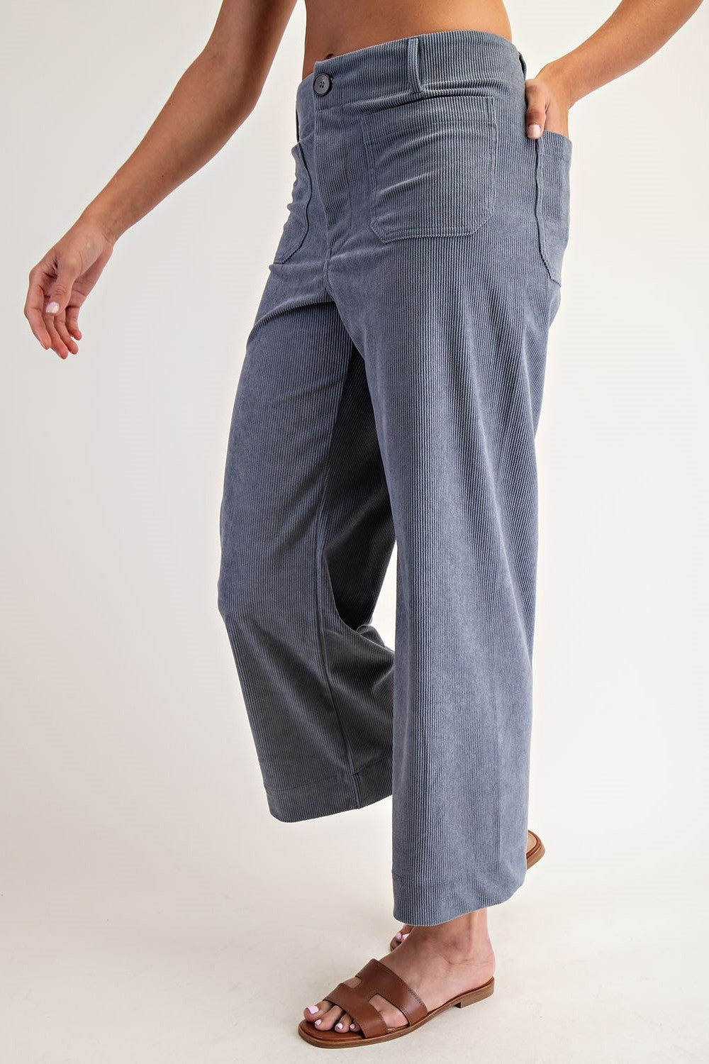 •CORDELIA - CORDUROY• cropped straight leg pants