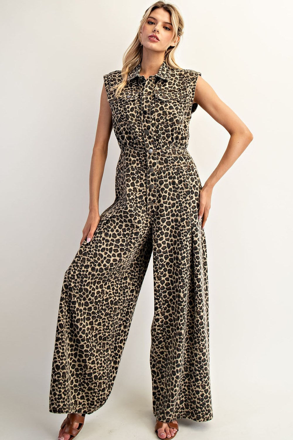 •HELENA• leopard print sleeveless jumpsuit