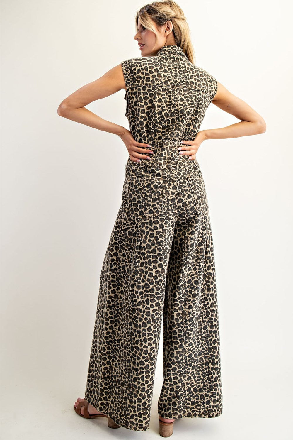 •HELENA• leopard print sleeveless jumpsuit