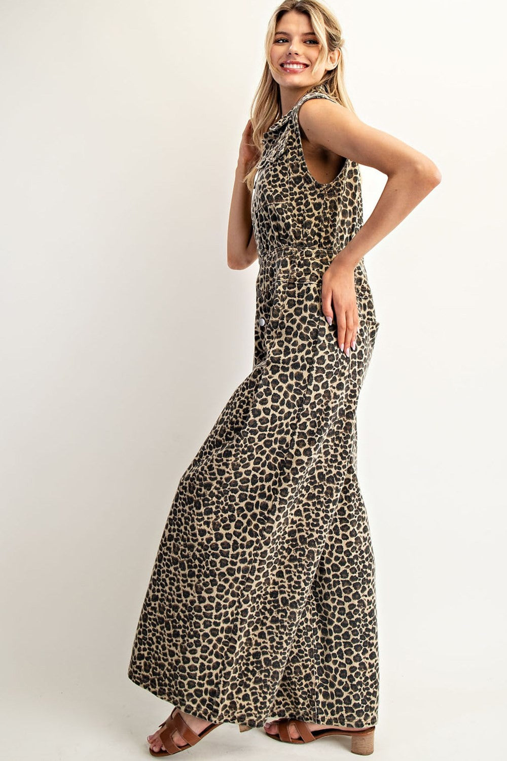 •HELENA• leopard print sleeveless jumpsuit