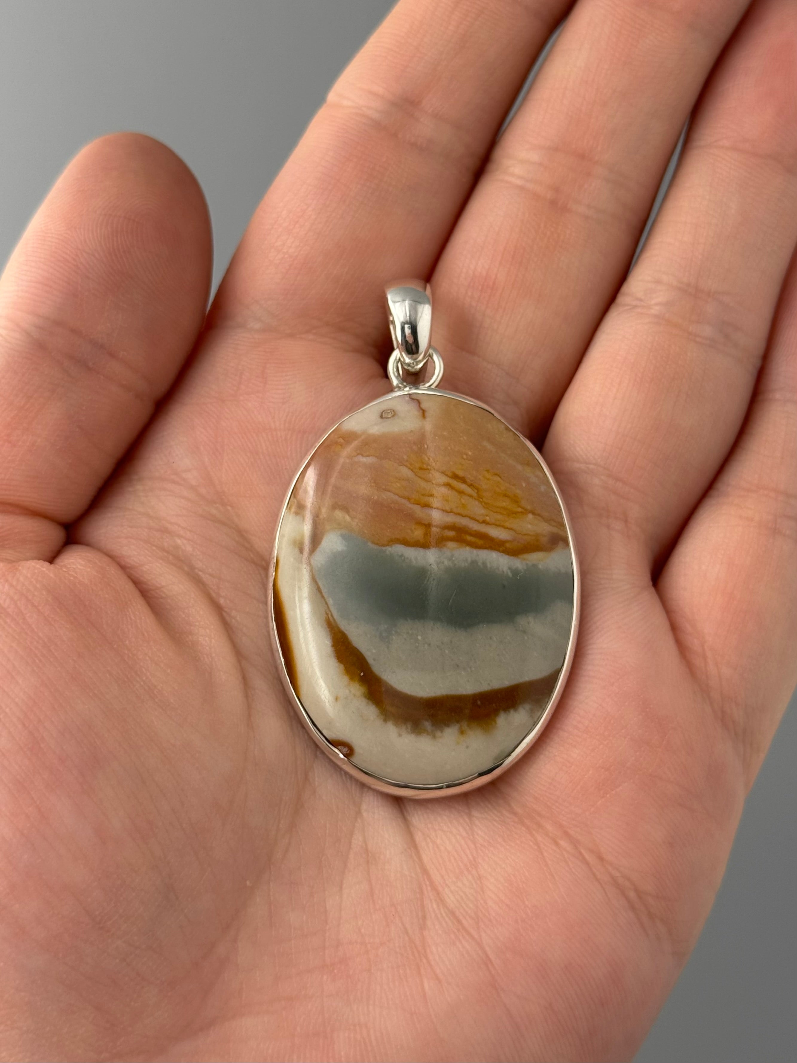 •POLYCHROME JASPER - OVAL• sterling silver pendant