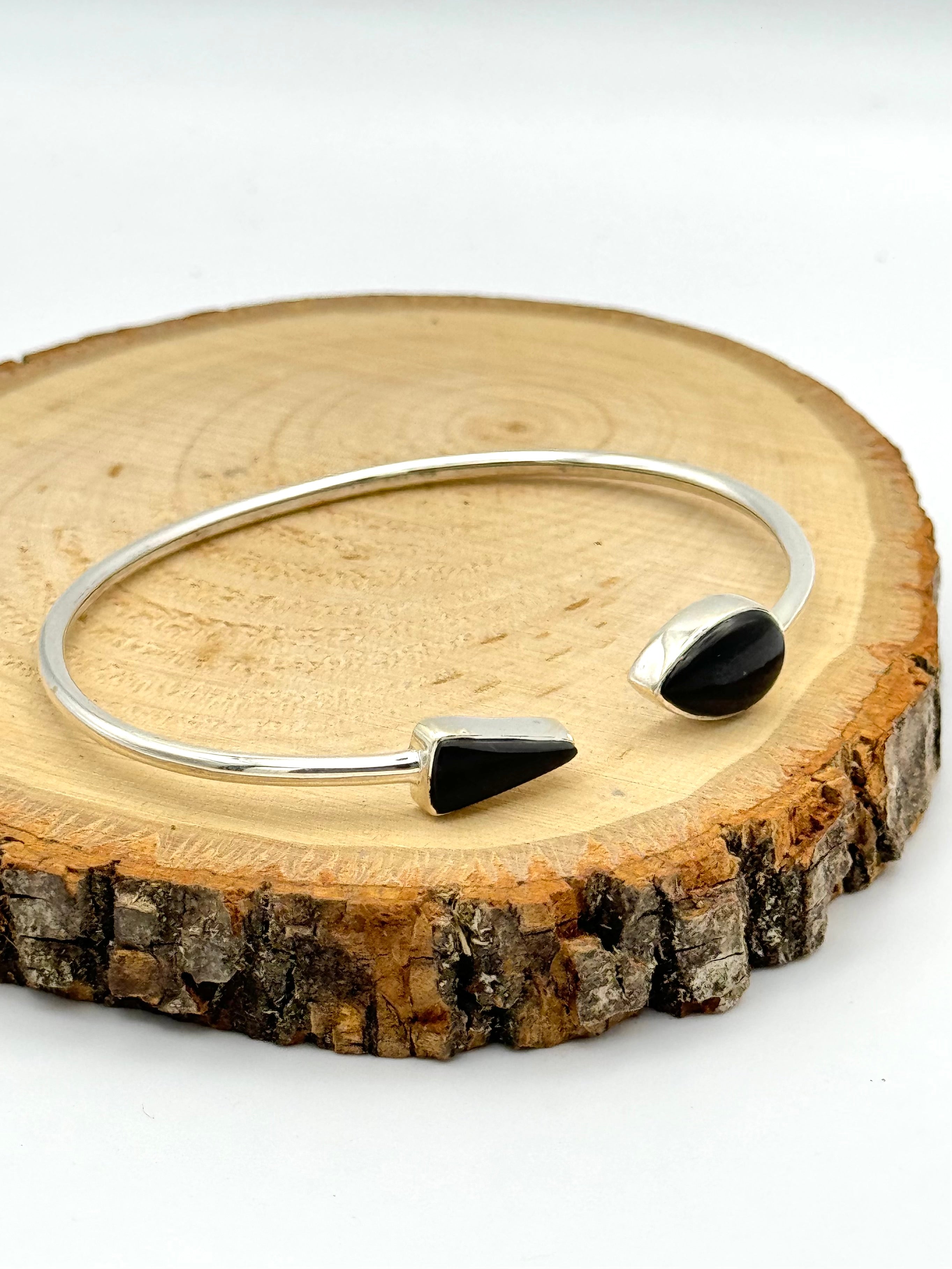 •FANG + TEAR• shungite + silver twist-on cuff bracelet