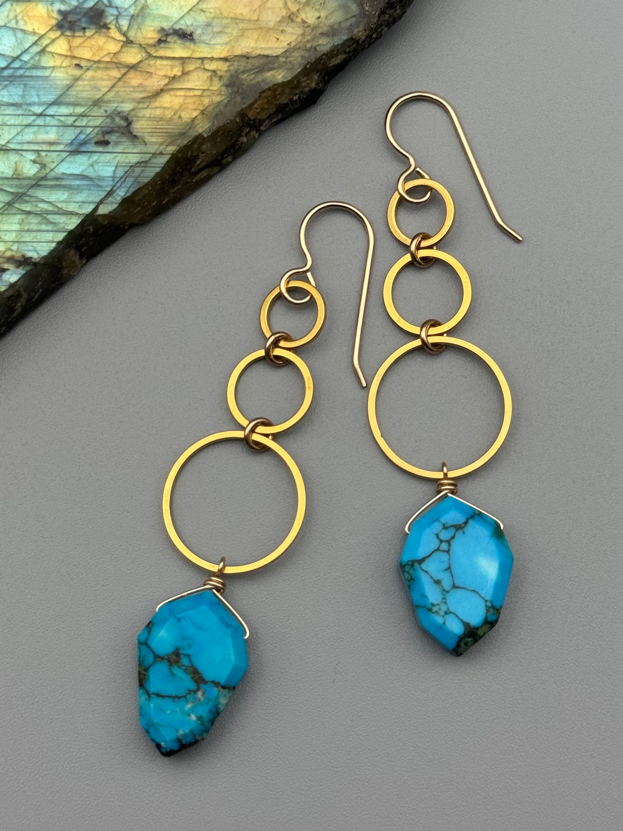 •SIX OF CUPS• turquoise + gold earrings