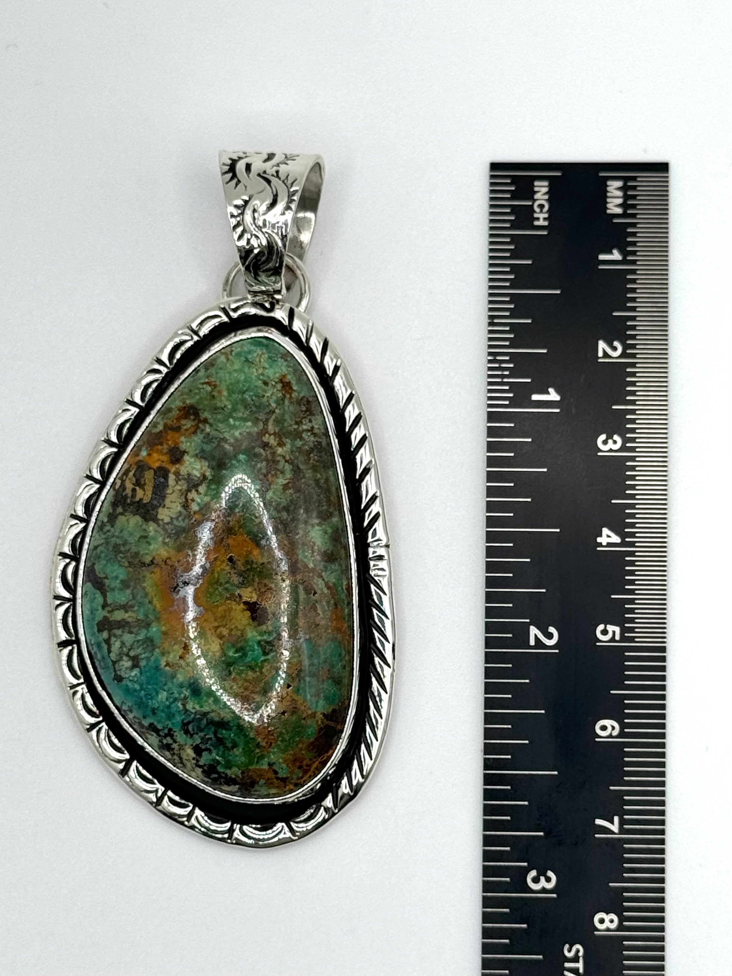 •KINGMAN TURQUOISE - 2• Navajo silver pendant