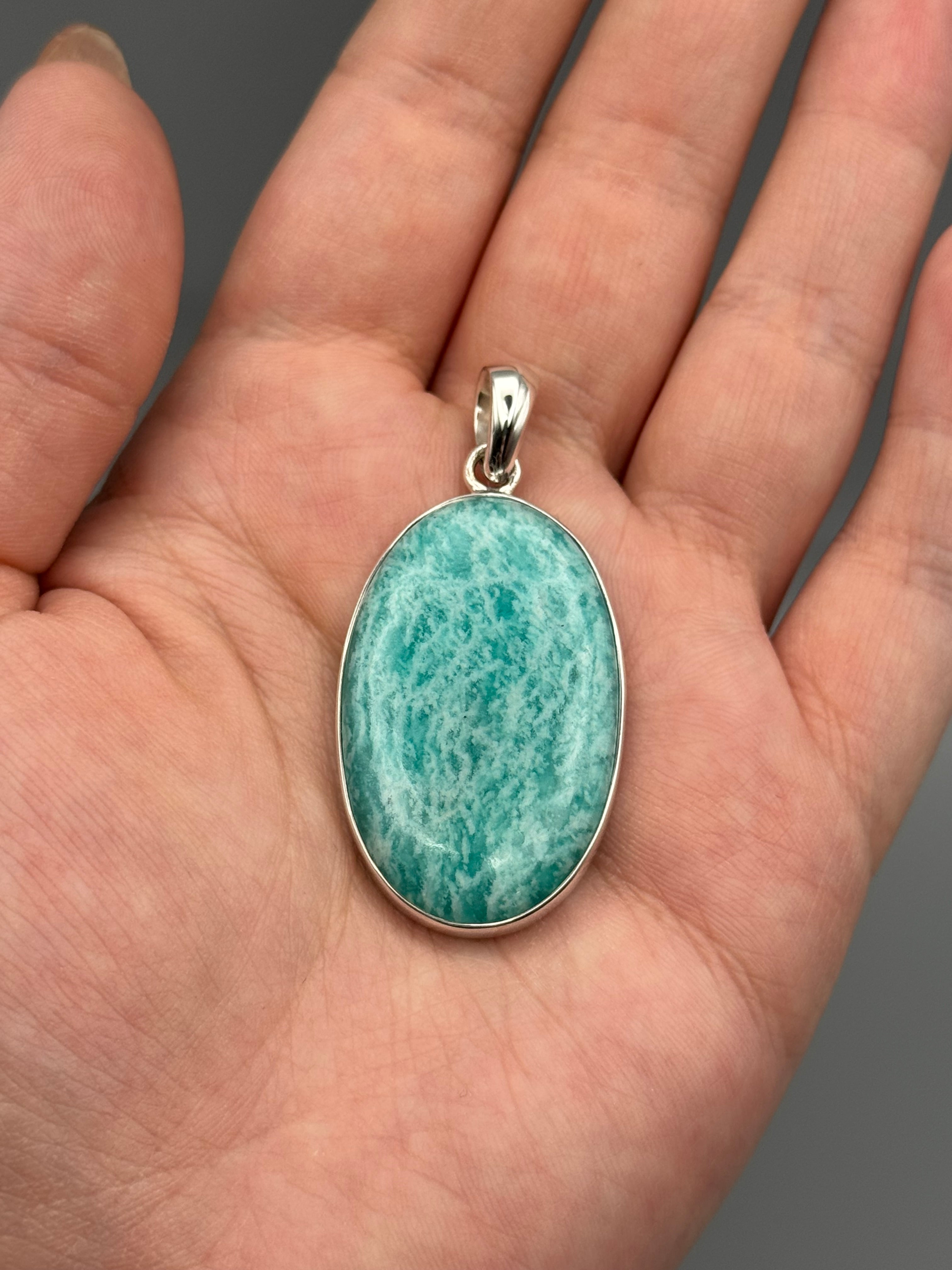 •AMAZONITE - OVAL 1• sterling silver pendant