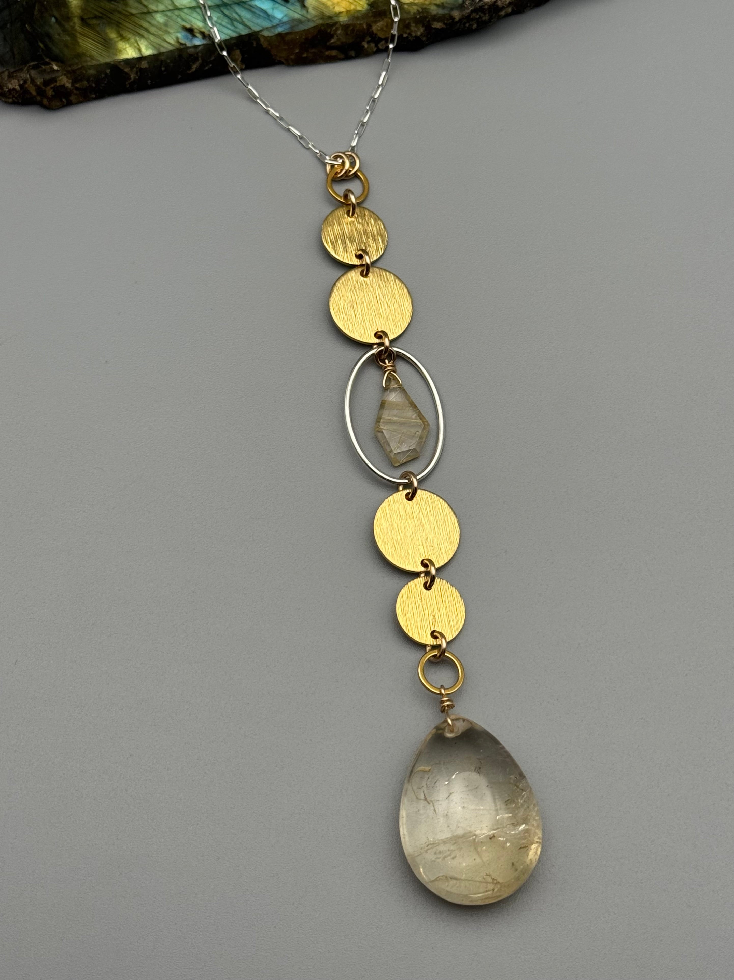 •NYX• rutilated quartz + citrine mixed metal necklace (26"-28" long)