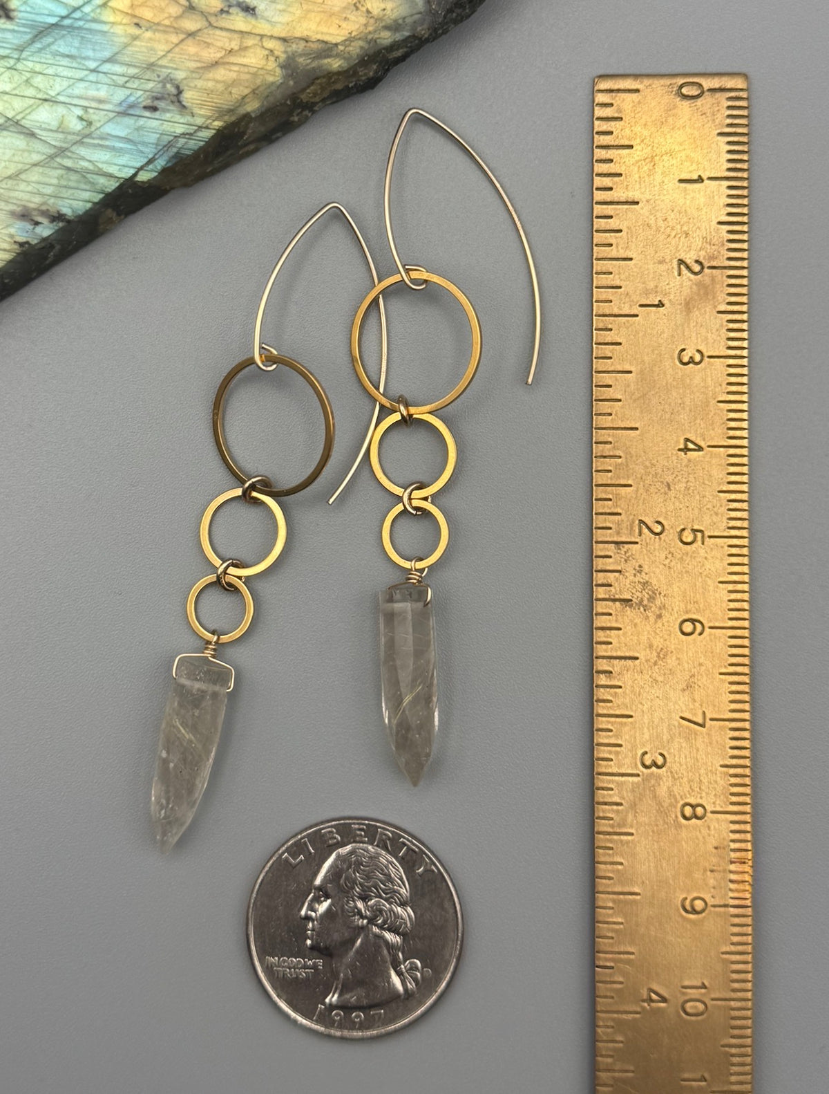 •SIX OF CUPS• rutilated quartz fang + gold earrings