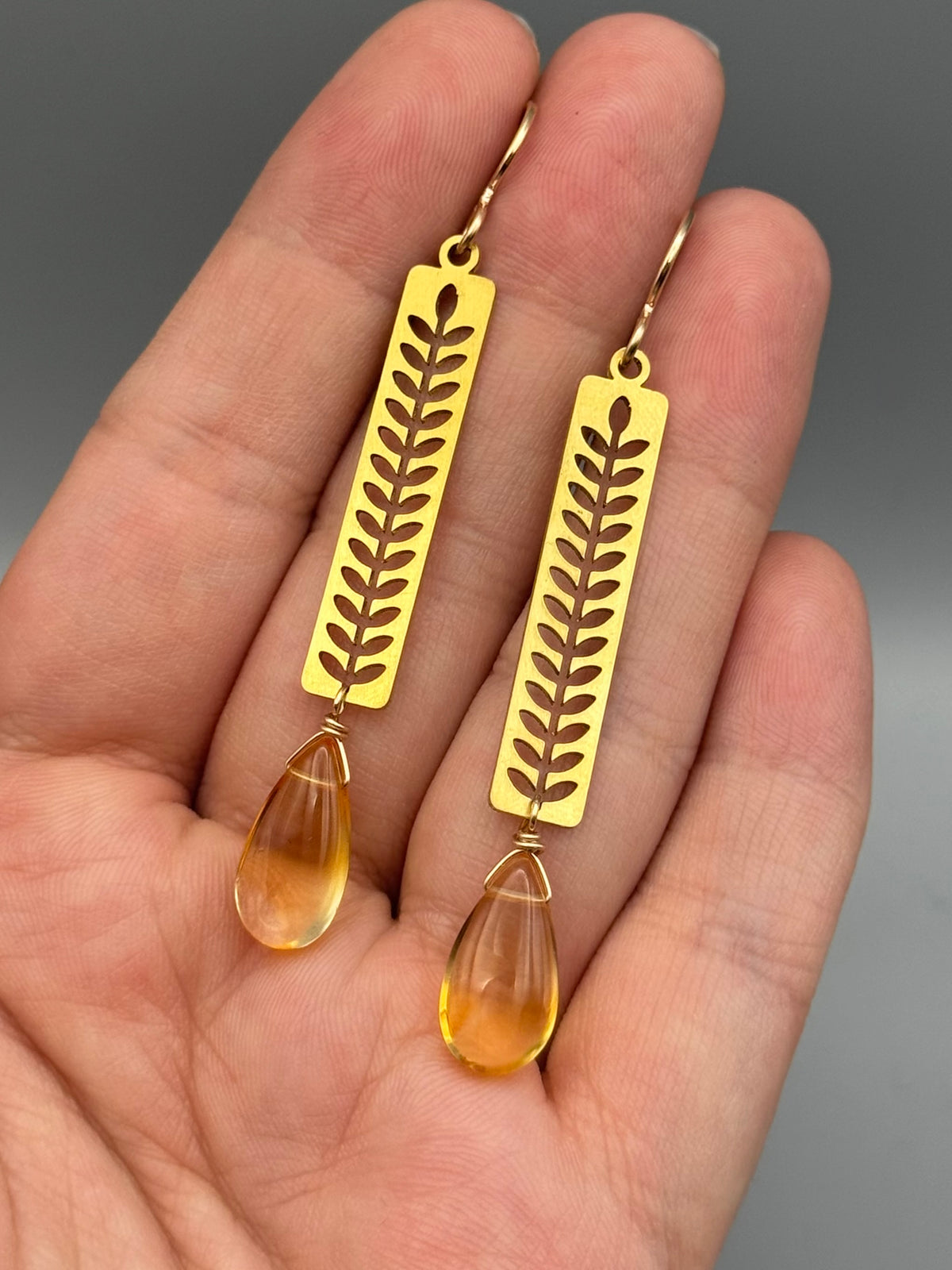 •PROTEA• citrine teardrop + gold earrings