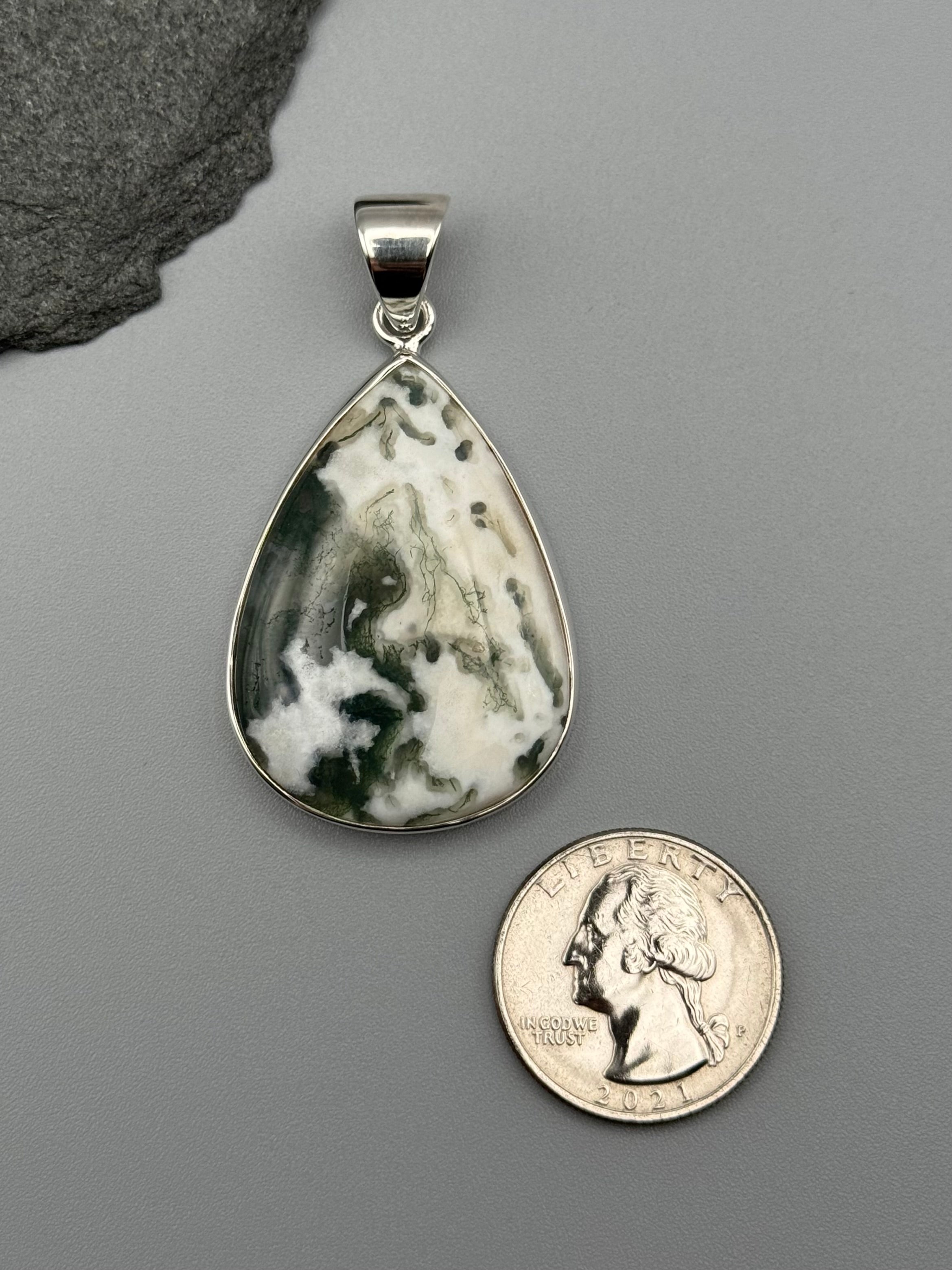 •TREE AGATE - TEAR• sterling silver pendant