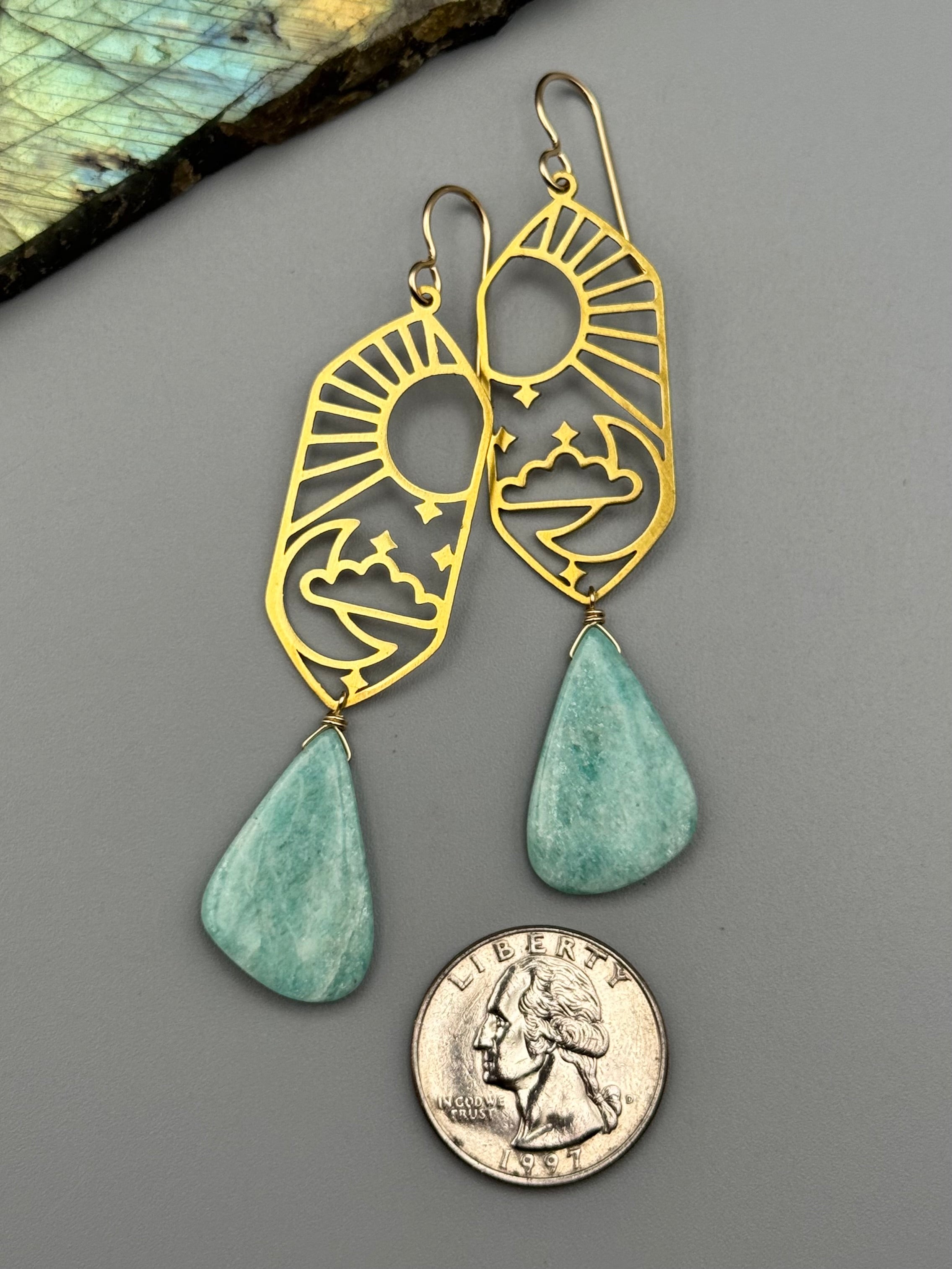 •CELESTIAL NAVIGATION• amazonite wing + gold earrings