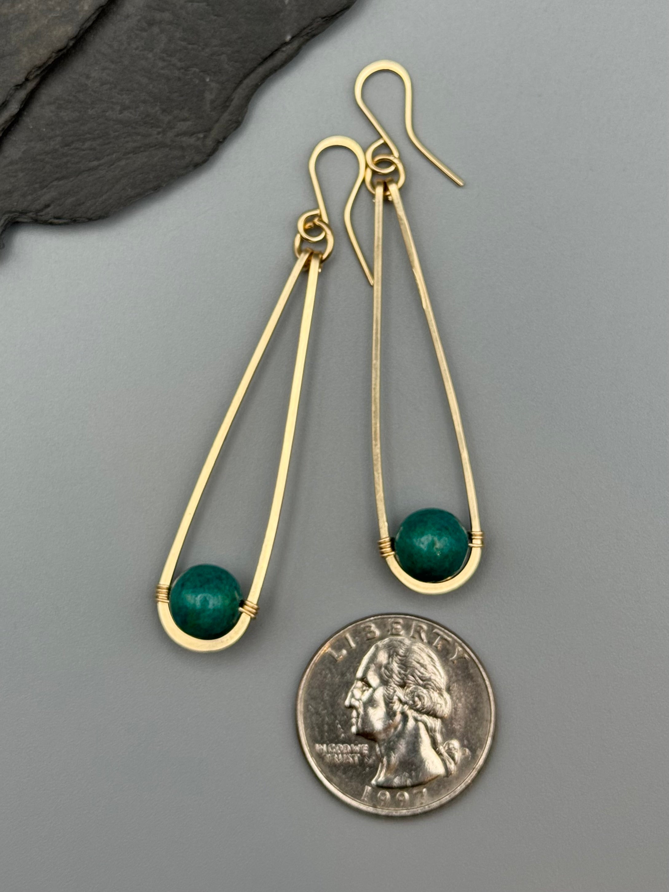 •PENDULUM• turquoise + gold dangle earrings