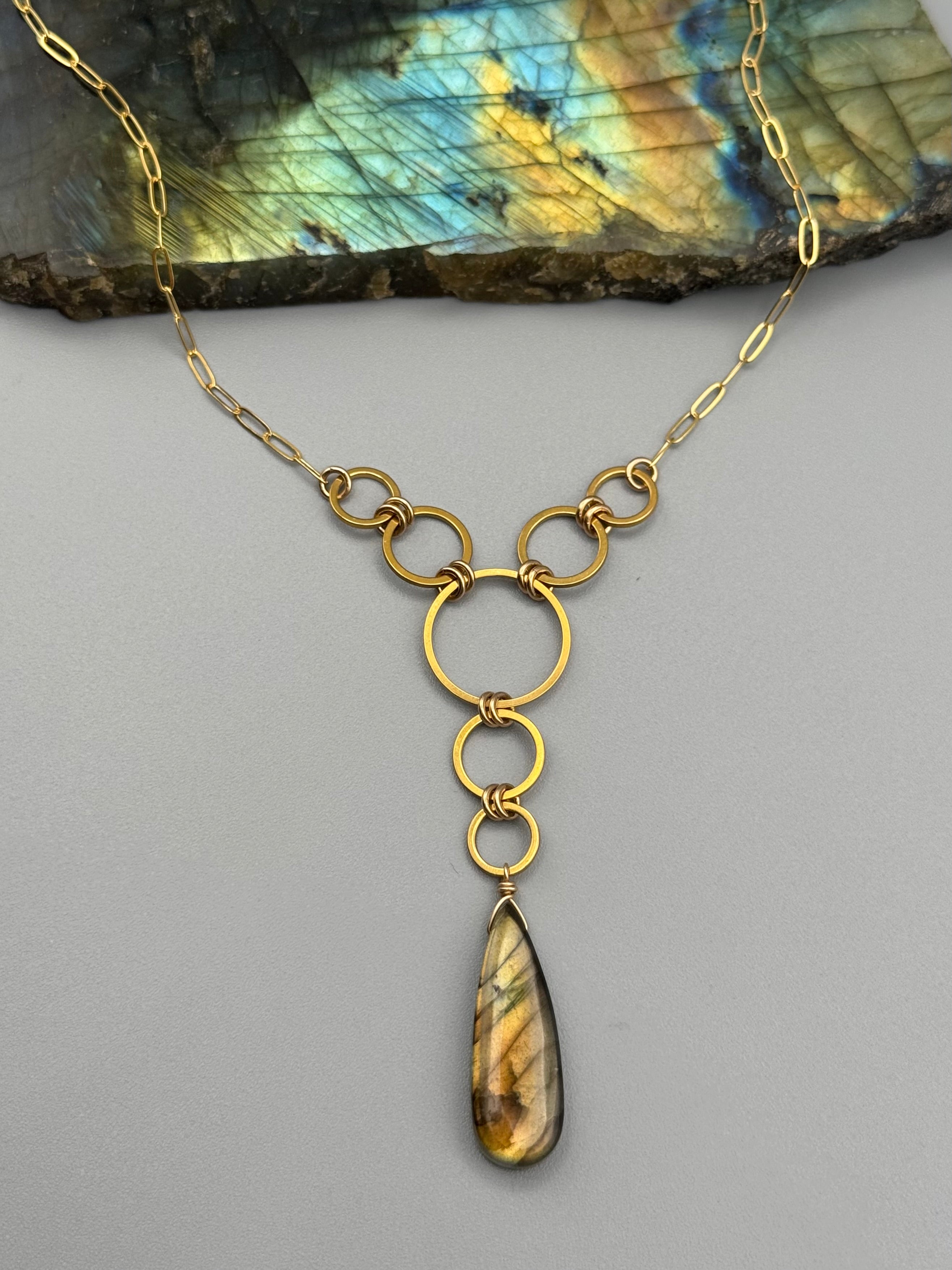 •UNION• golden labradorite + gold necklace (16"-18" long)