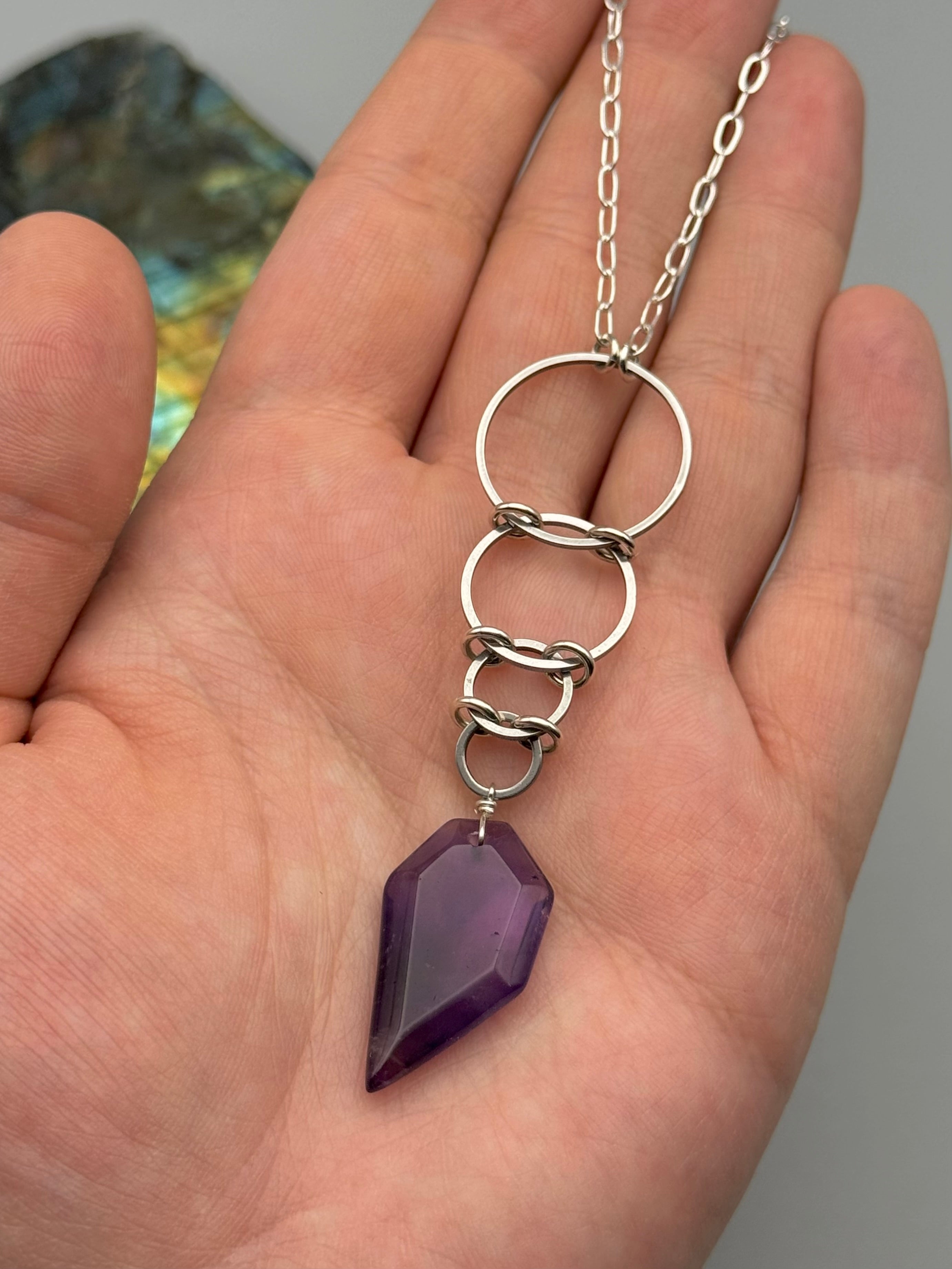 •EOWYN• amethyst + silver necklace (26"-28" long)