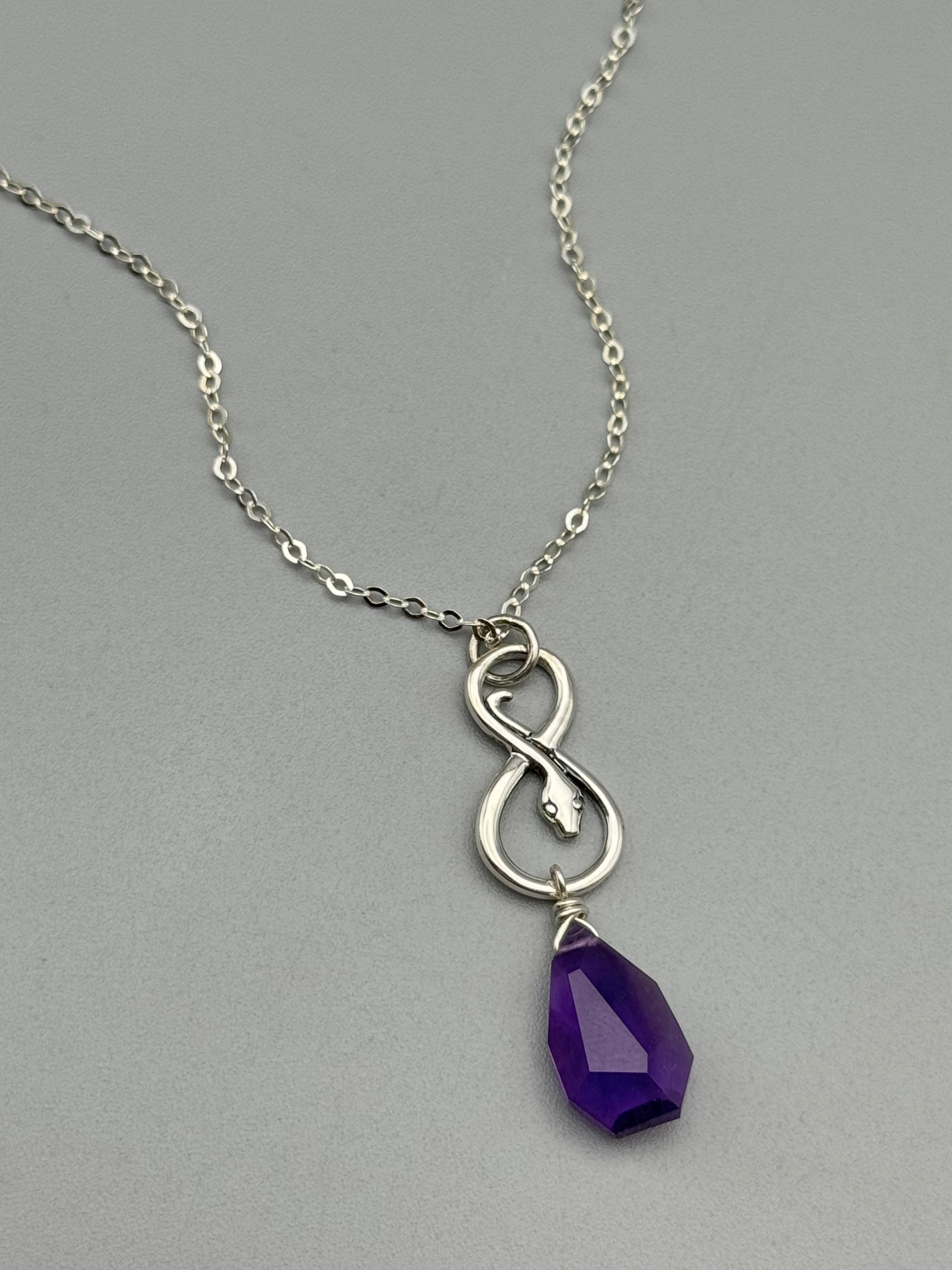 •NĀGA• amethyst + silver necklace (18"-20" long)