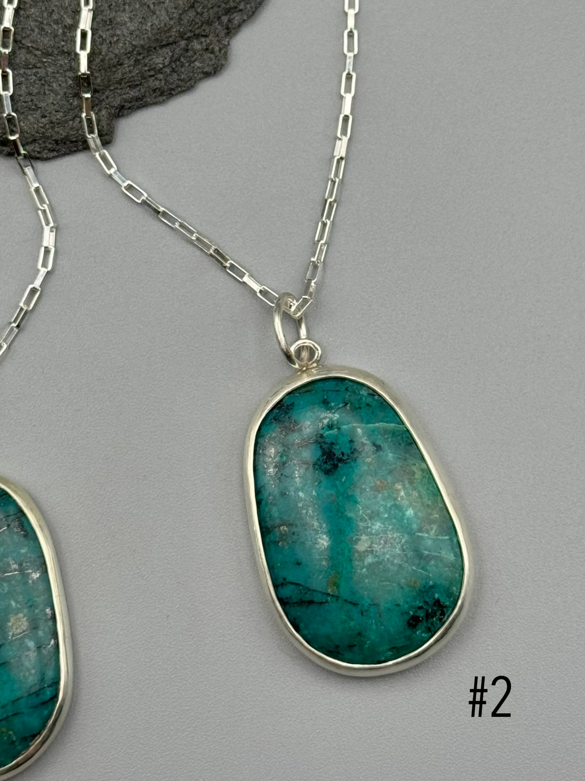 •MOD FLORA• chrysocolla + silver necklace (18" - 21" long)