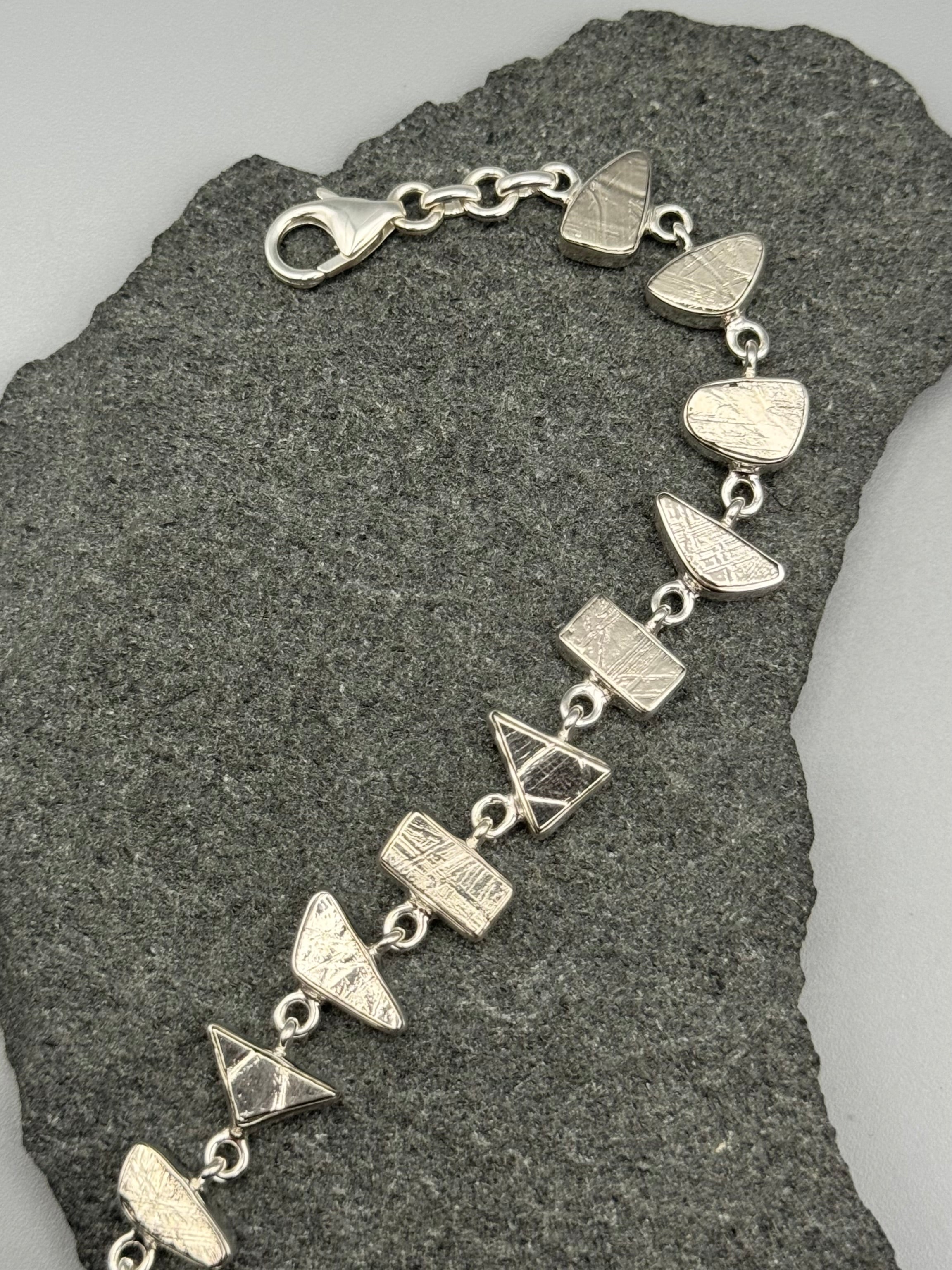 •METEORITE - GEO MIX• linked silver bracelet (7.25" - 9")