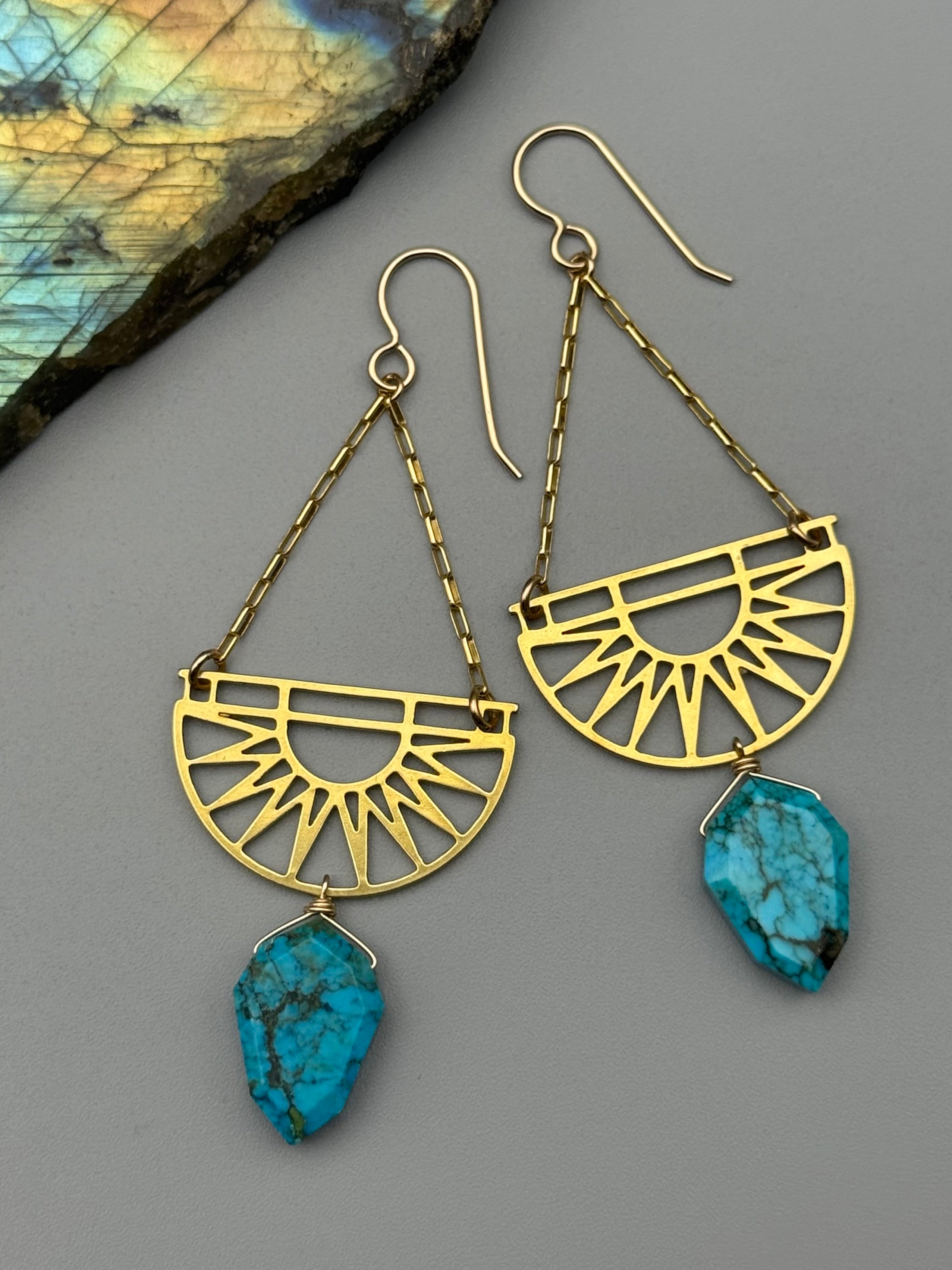 •KALEIDOSCOPE EYES• turquoise + gold earrings