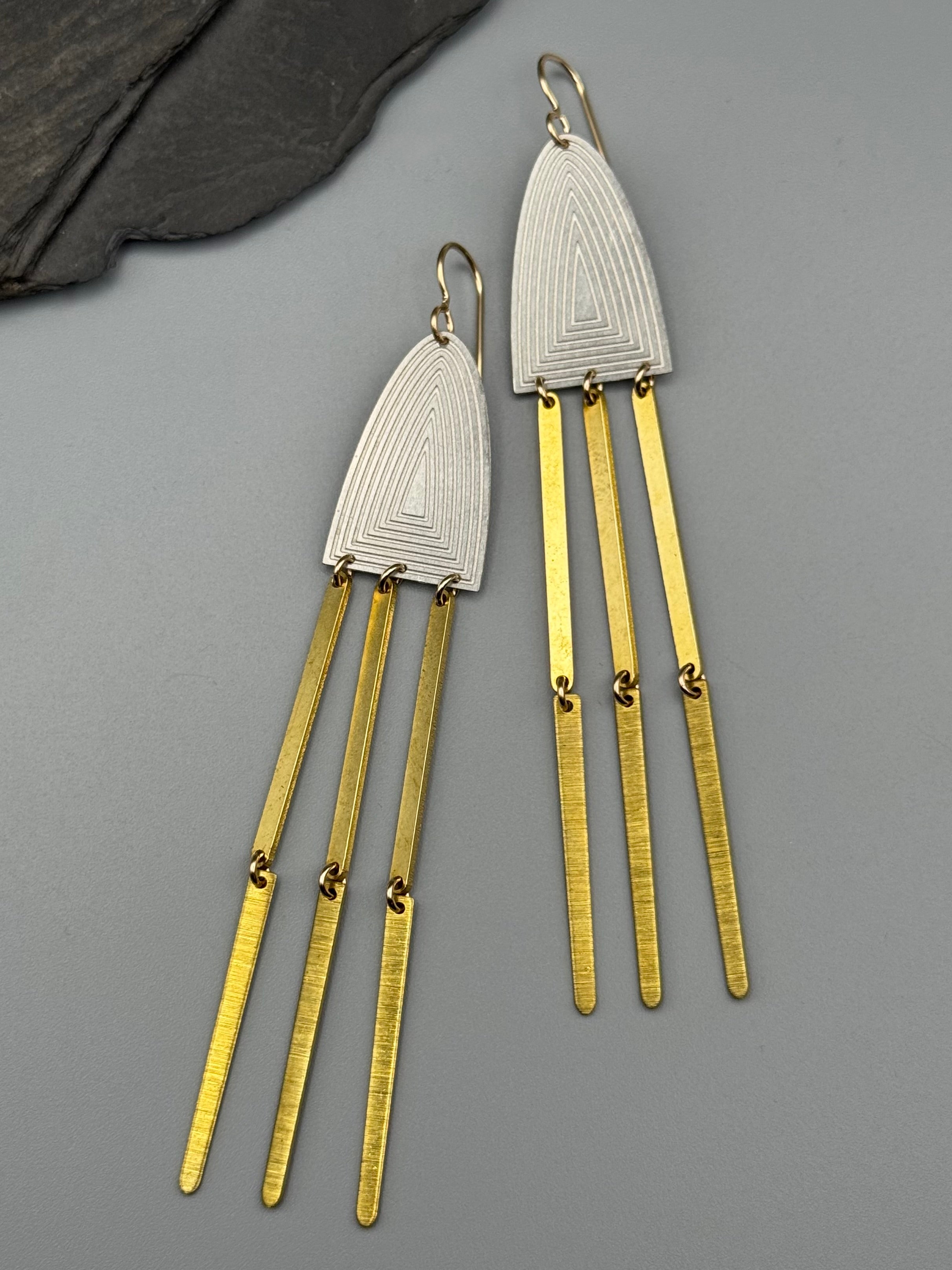 •PORTAL FALLS• mixed metal dangle earrings