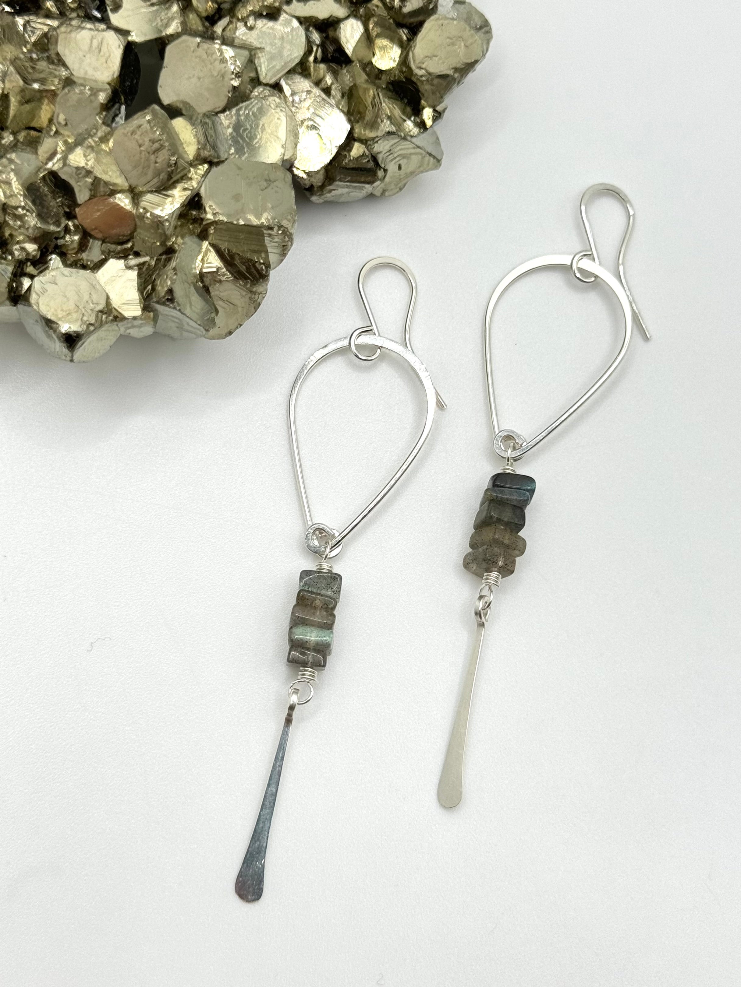 •TEARDROP STACK• labradorite + silver dangle earrings