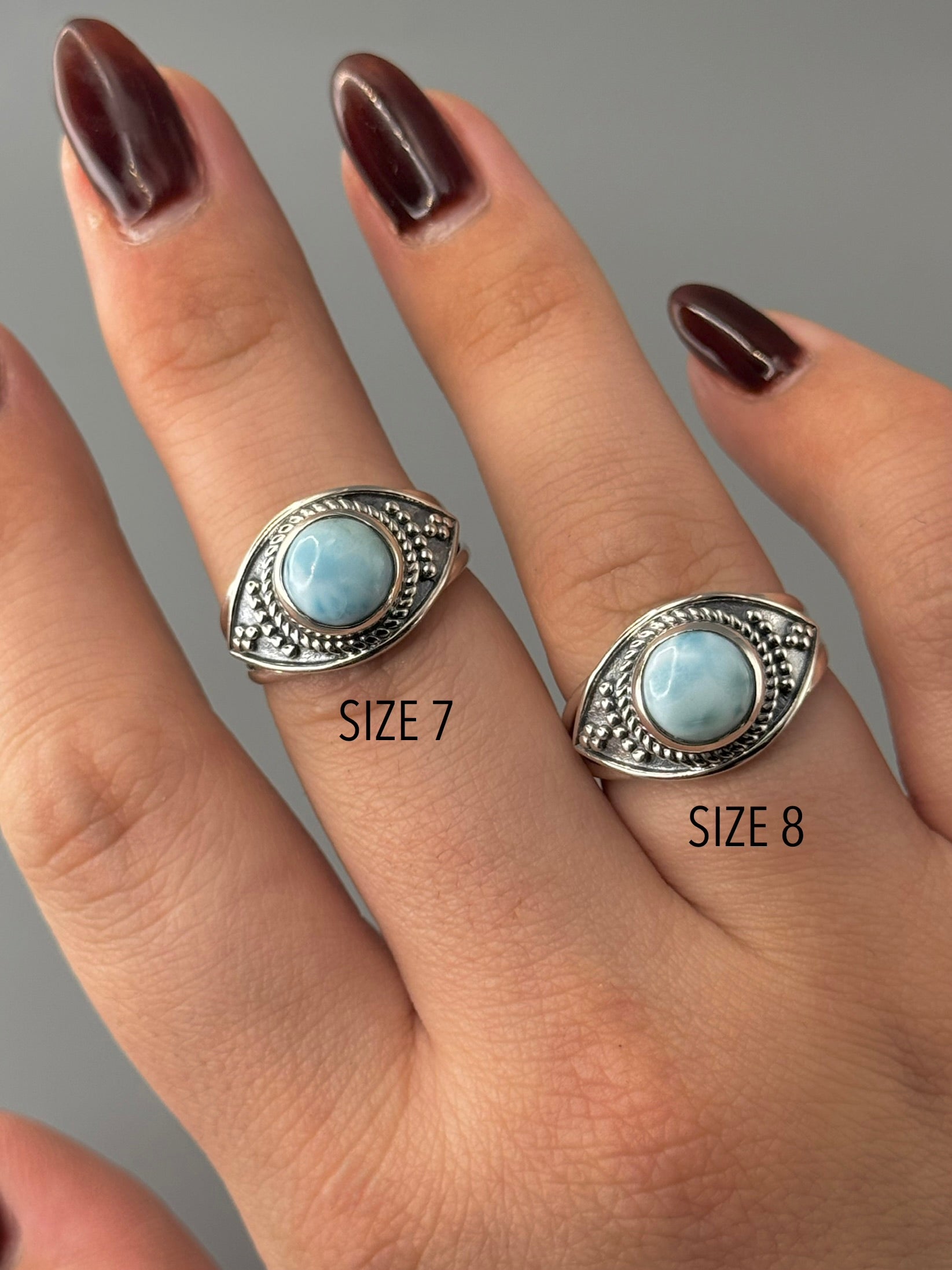 •LARIMAR - OJO• sterling silver ring (various sizes)