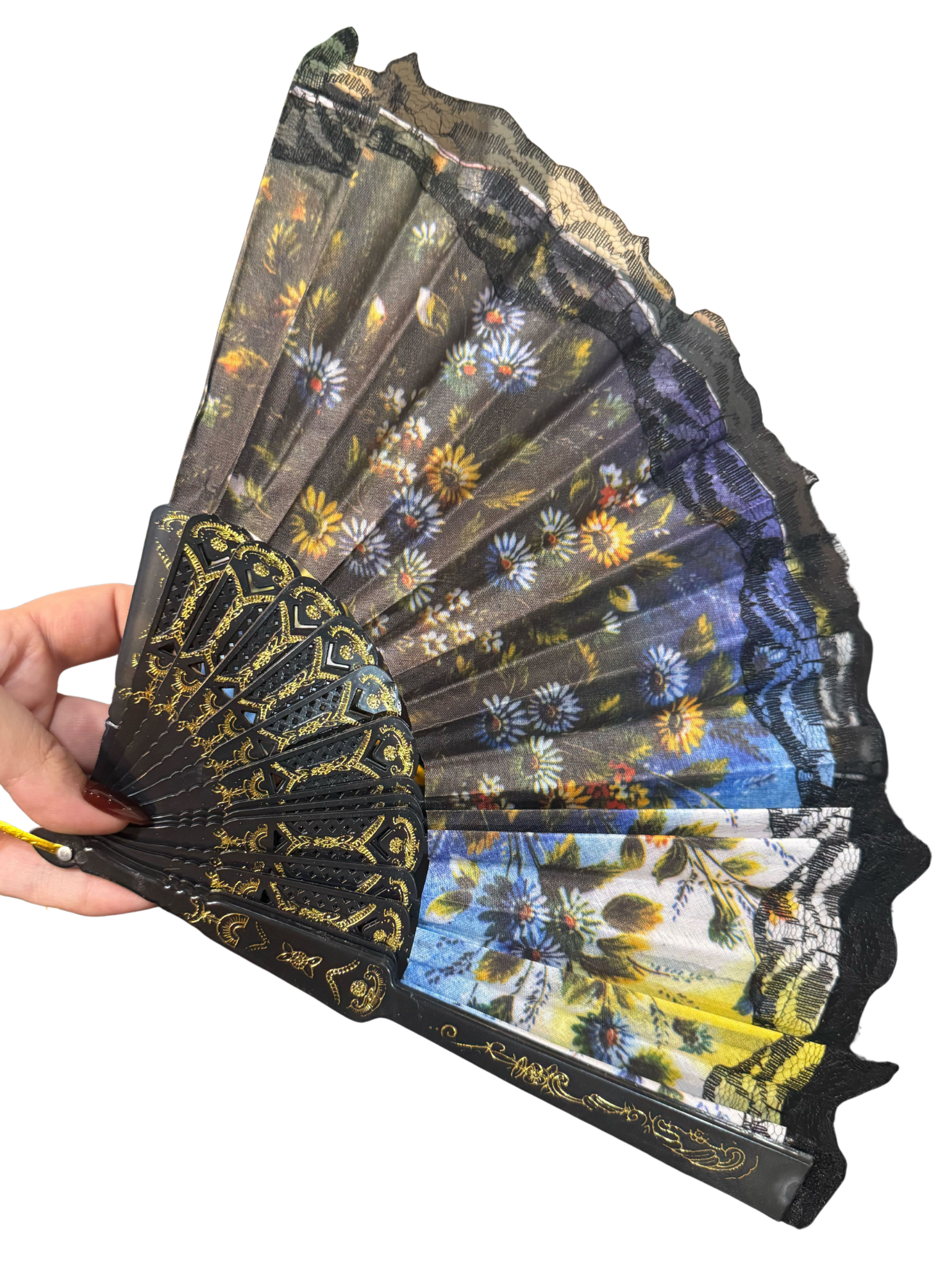 •LOVETT• goth lace floral folding fan