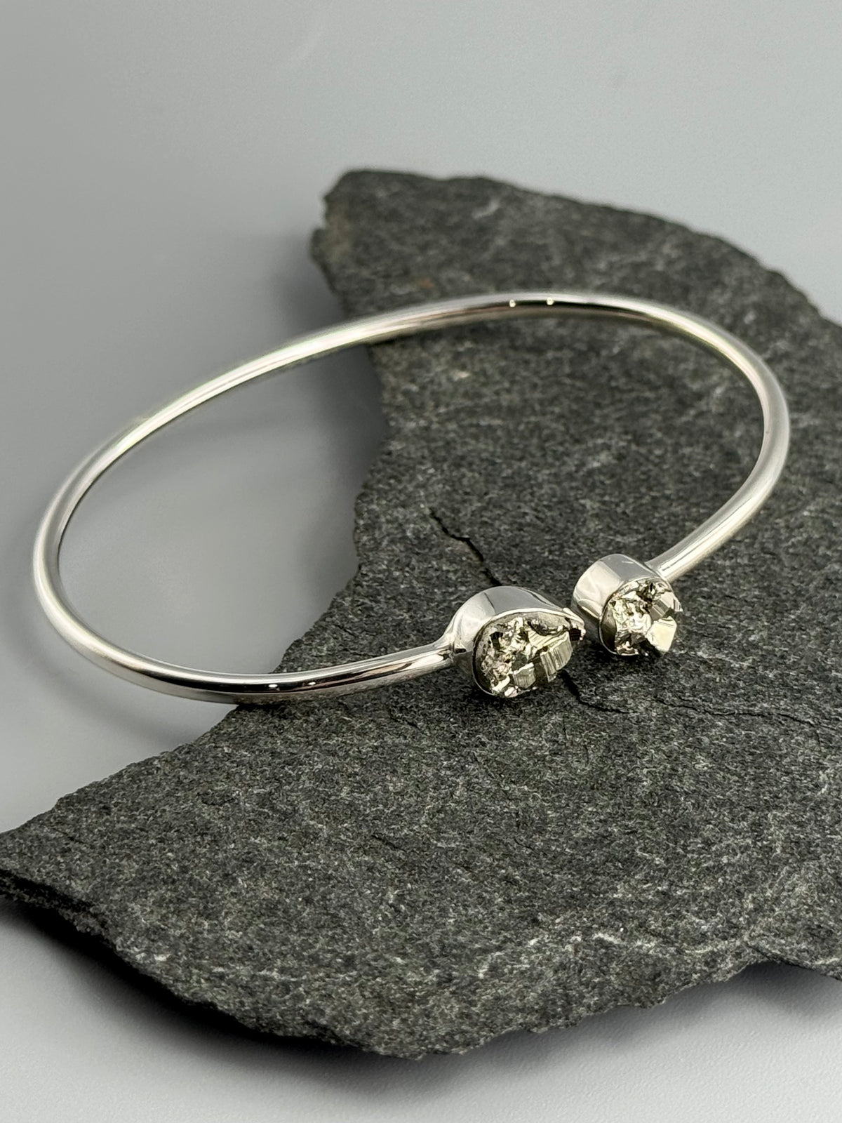 •RAIN OR SHINE• pyrite + silver twist-on cuff bracelet