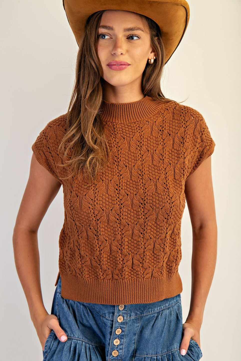 •LAUREL• cable knit cap sleeve sweater