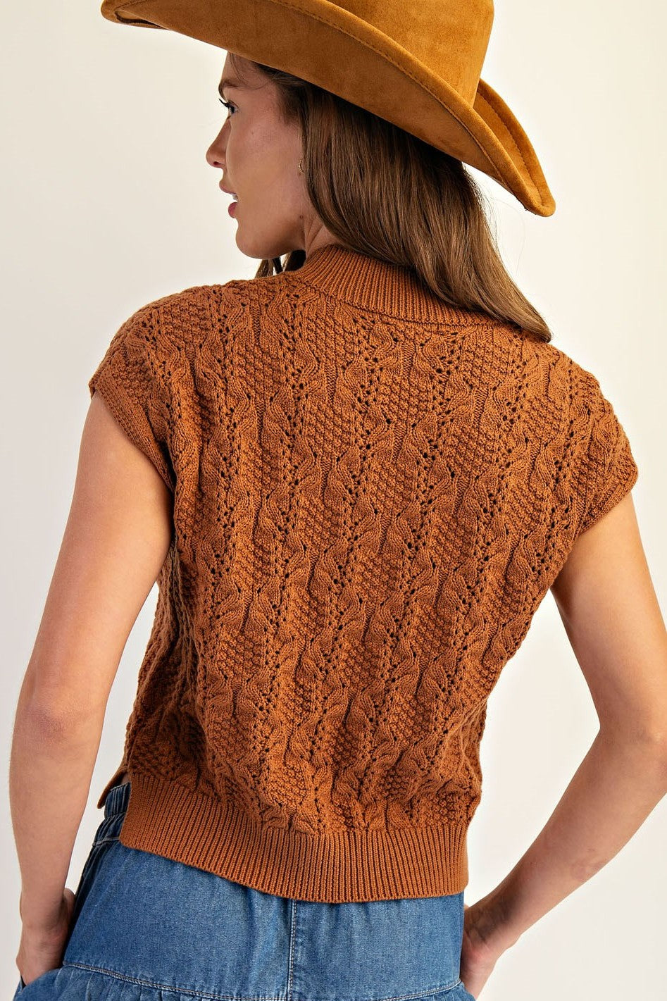 •LAUREL• cable knit cap sleeve sweater