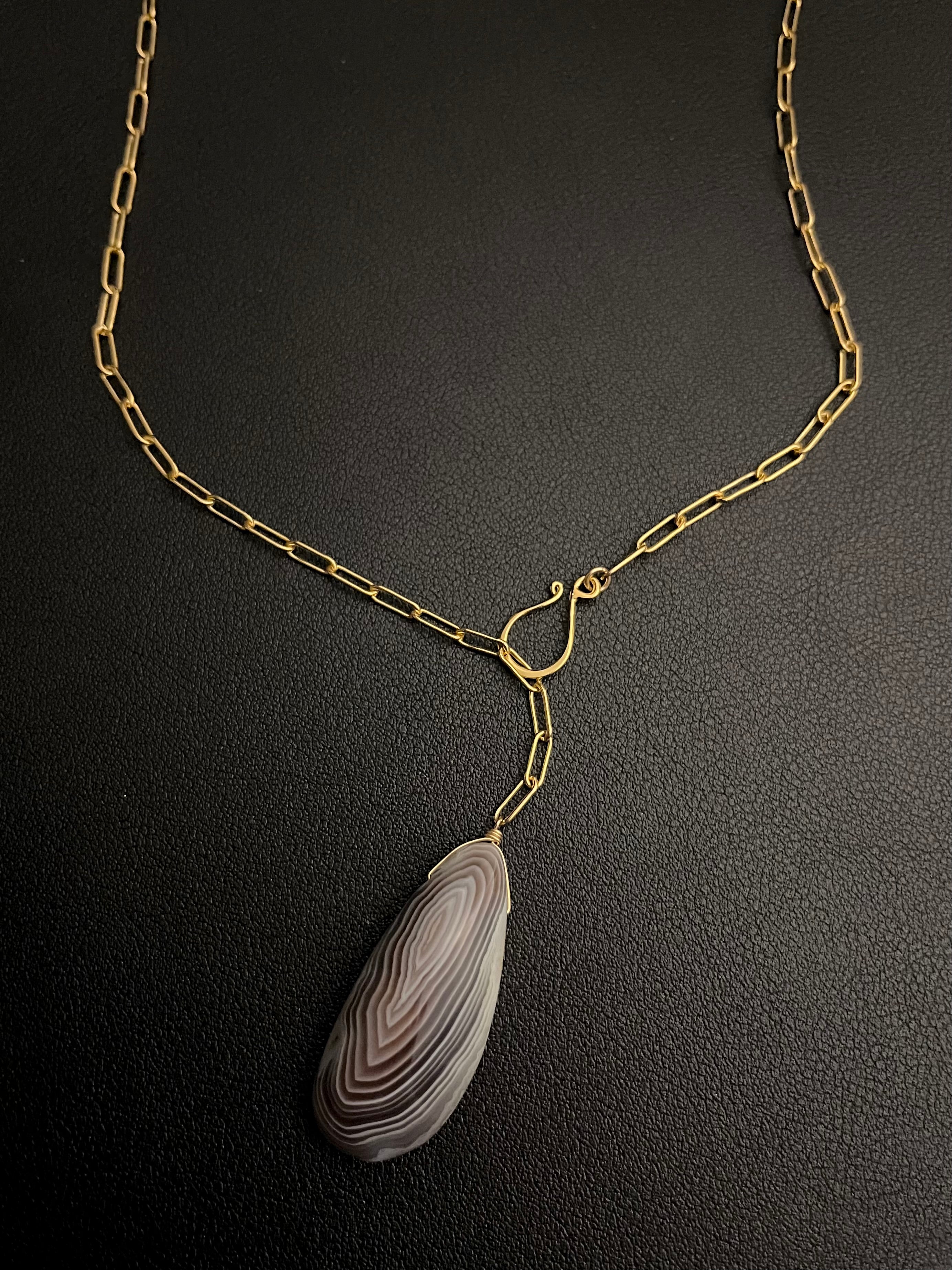 •LINKED• botswana agate + gold necklace (19")