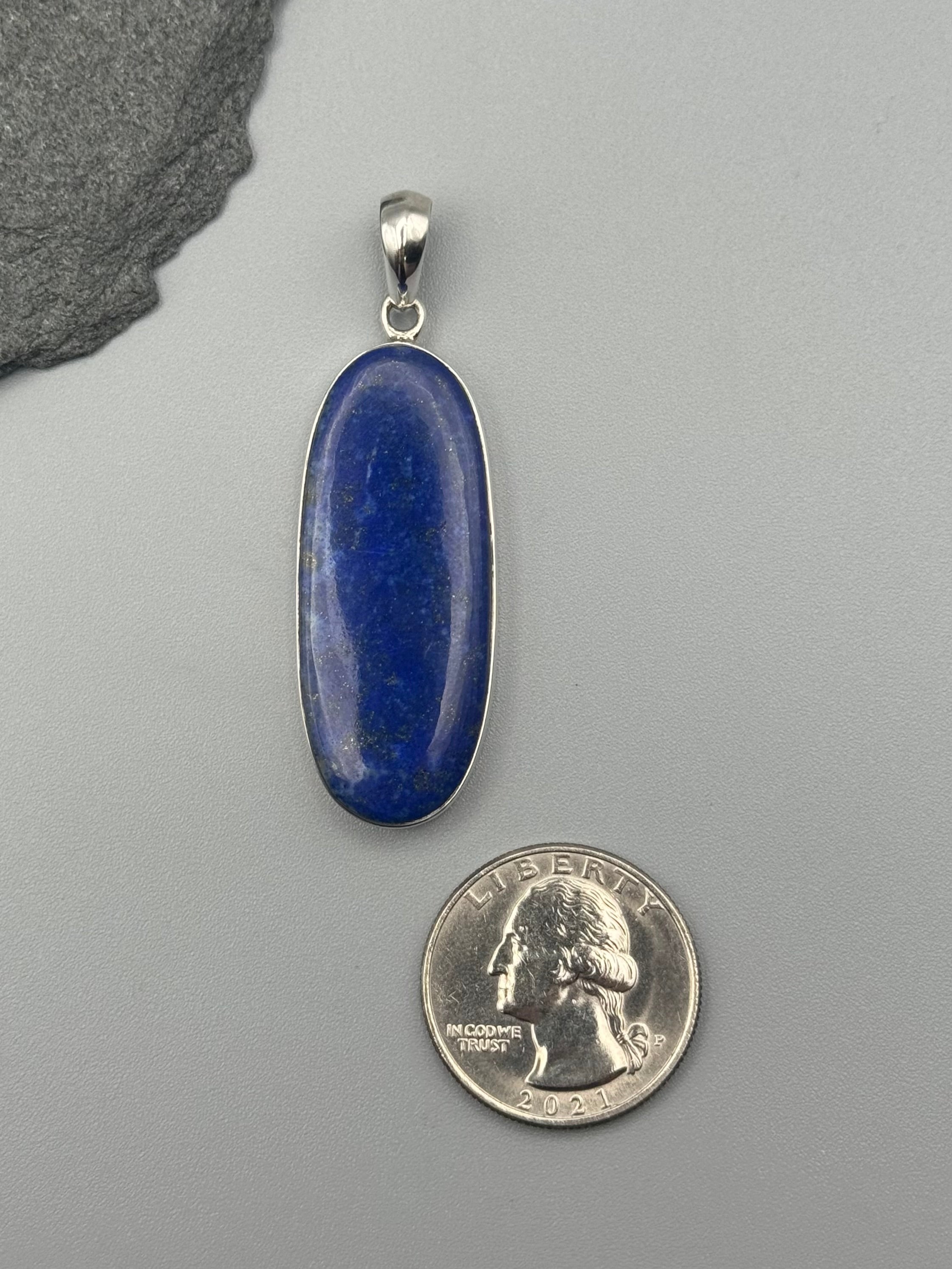 •LAPIS LAZULI - ELONGATED OVAL• sterling silver pendant