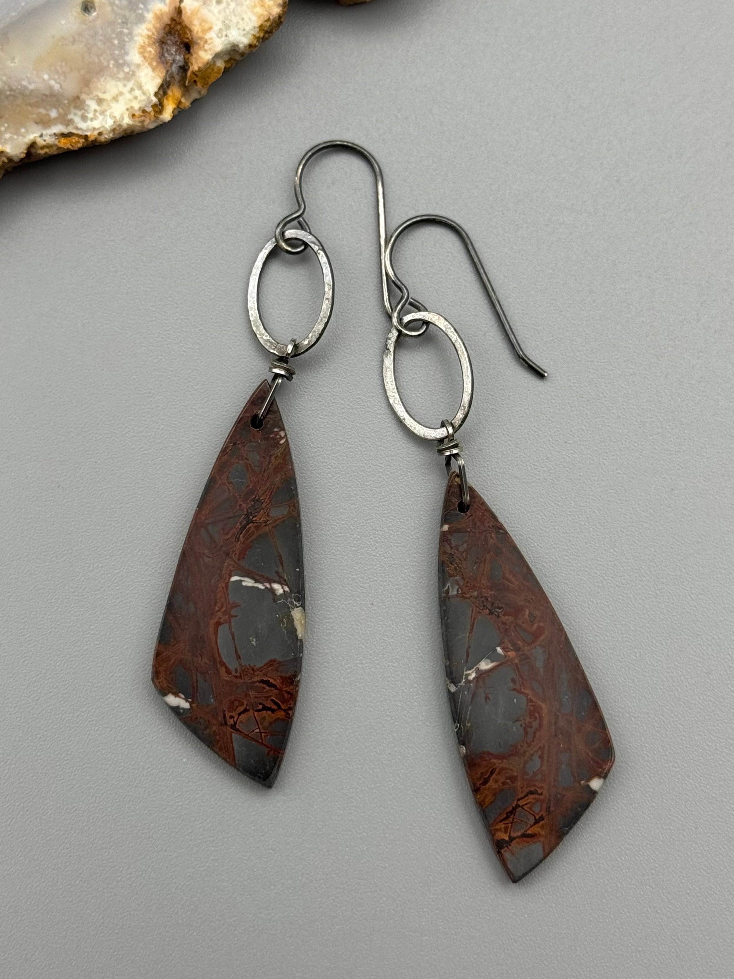 •IO• red creek jasper wing + silver earrings