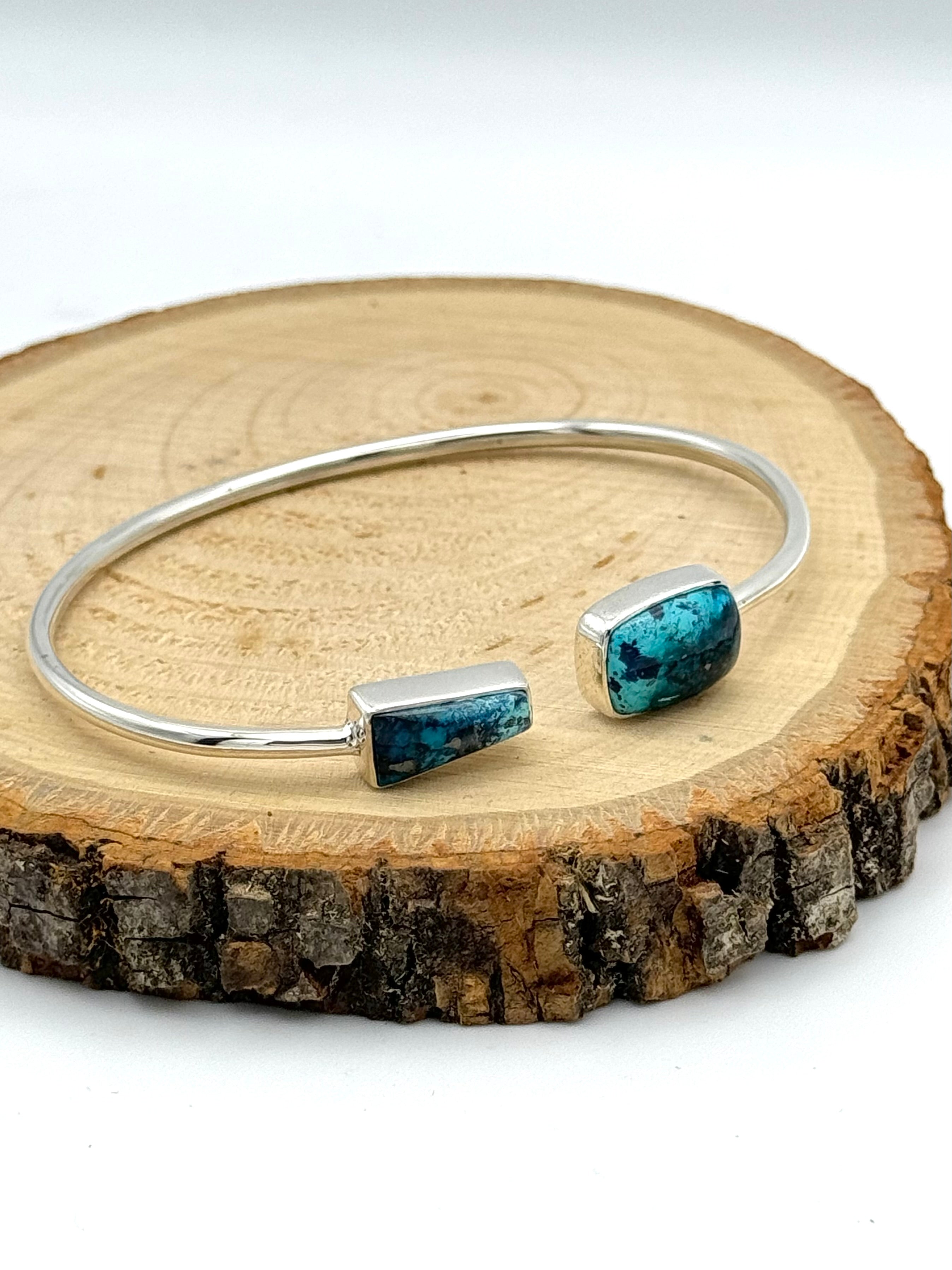 •PORTAL + SOFT RECTANGLE• shattuckite + silver twist-on cuff bracelet