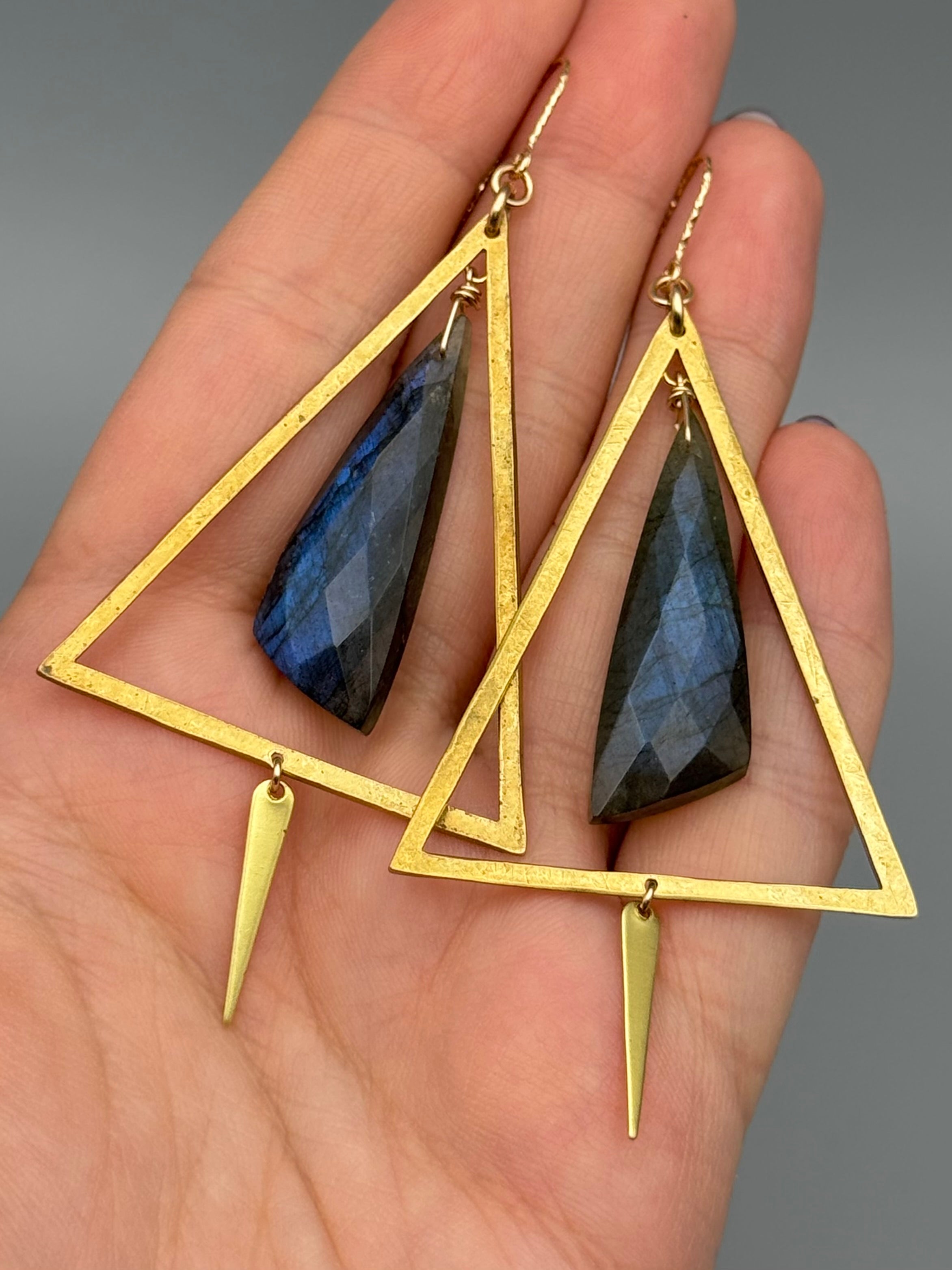 •YIELDING• labradorite wing + gold earrings
