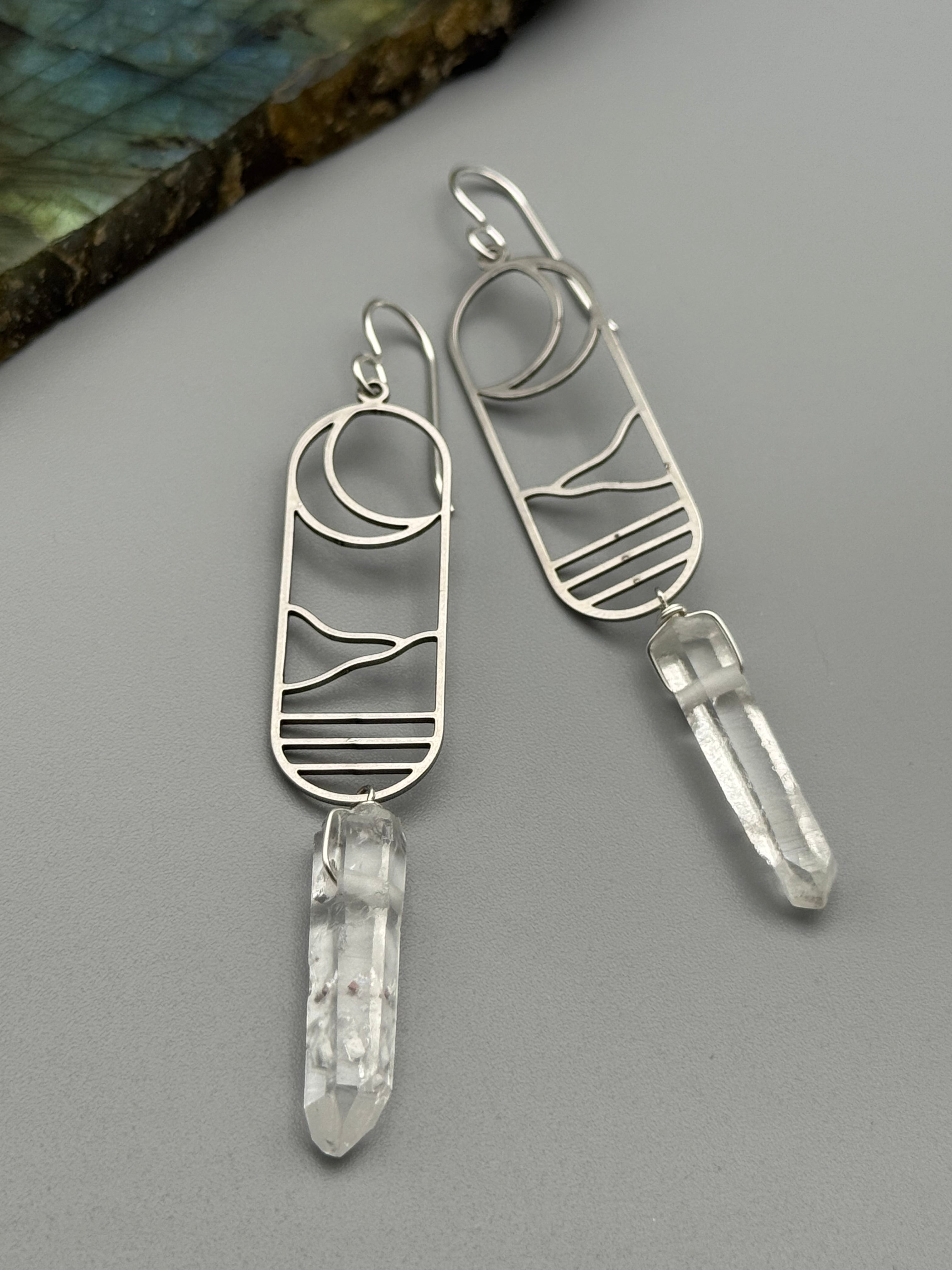 •CRESCENT COVE• quartz point + silver earrings