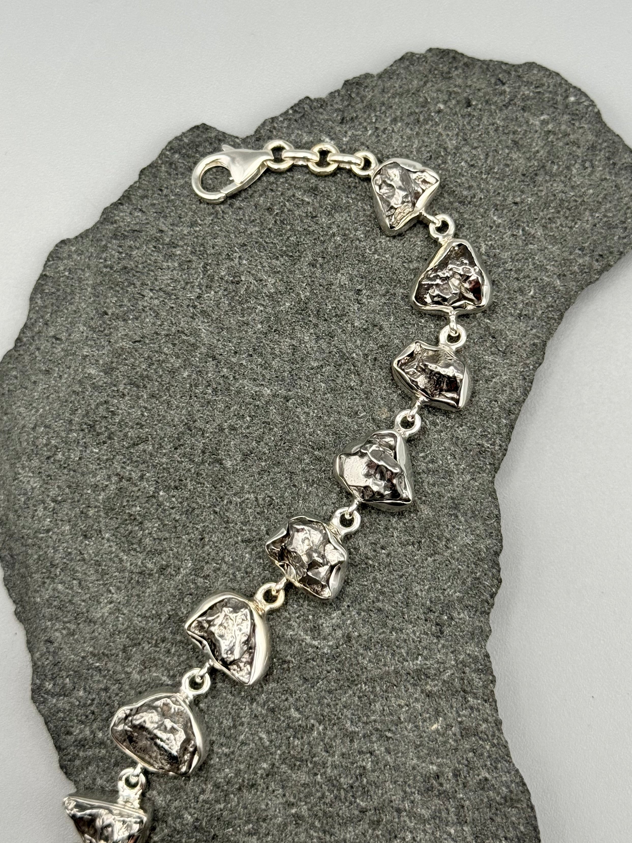 •METEORITE• linked silver bracelet (7.25" - 9")