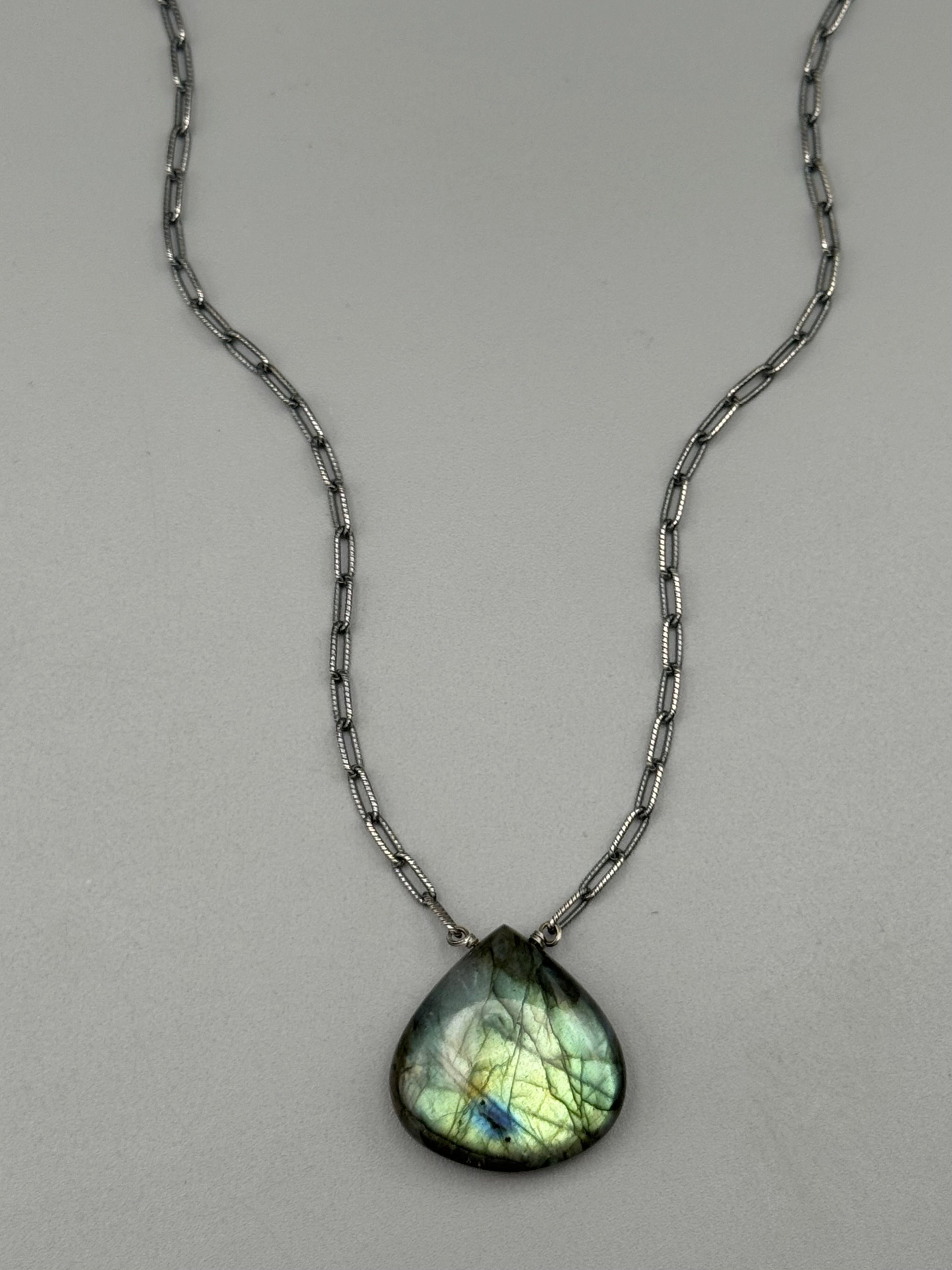 •AEON• labradorite + oxidized silver necklace (18"-20" long)