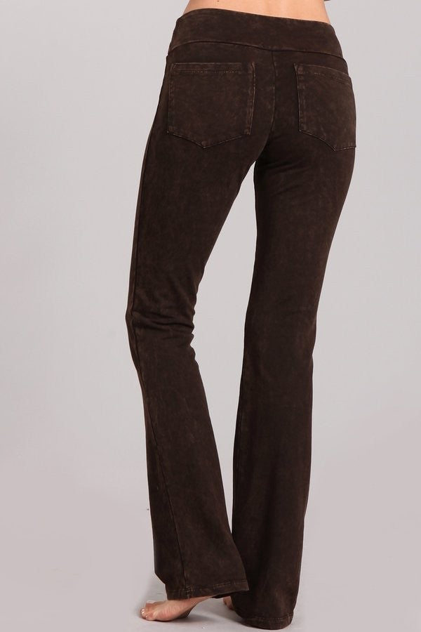 •KENDALL - BROWN• cotton blend bootcut pants