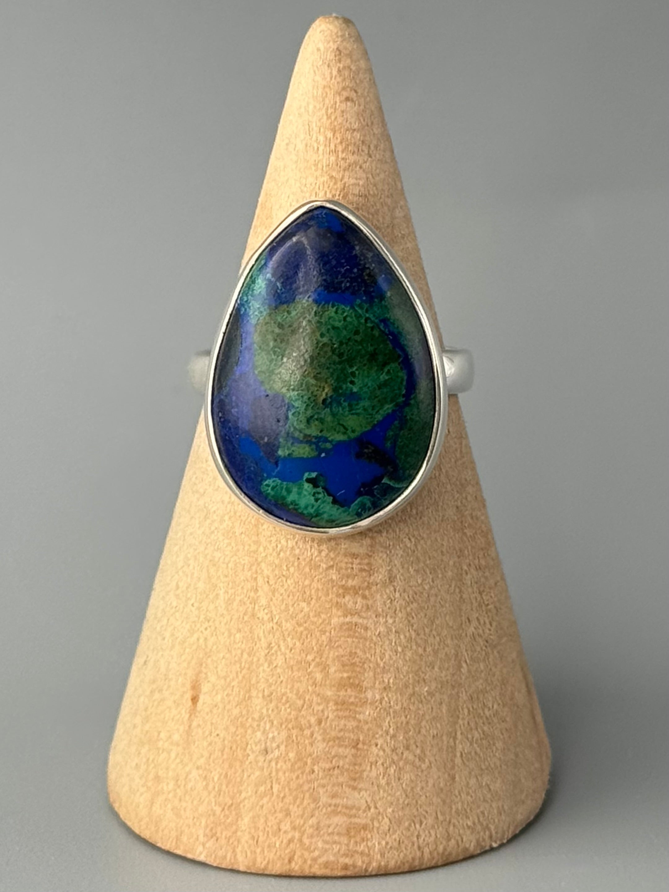 •AZURITE MALACHITE - TEAR• sterling silver ring (size 6)