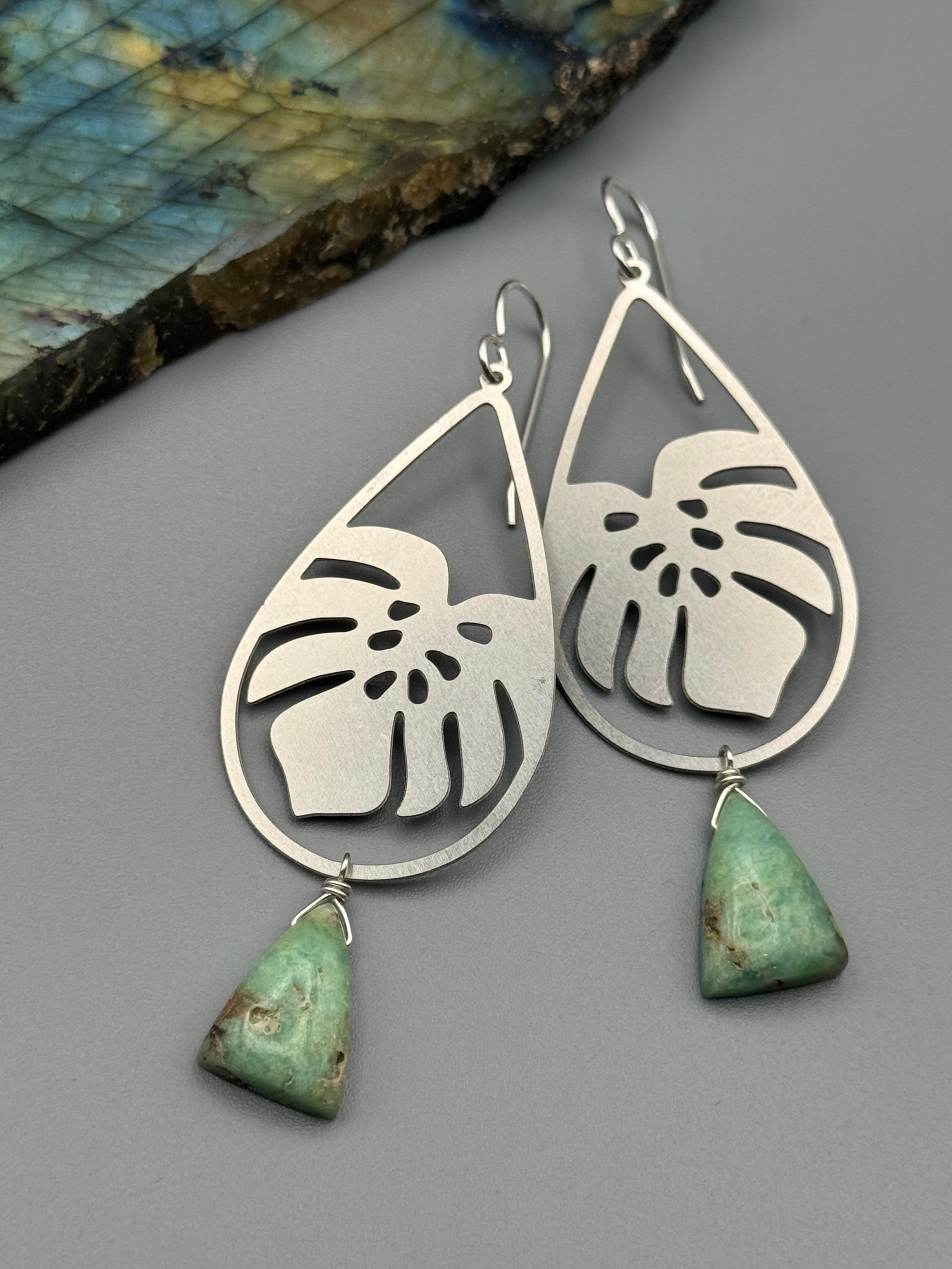 •MONSTERA• chrysoprase + silver earrings