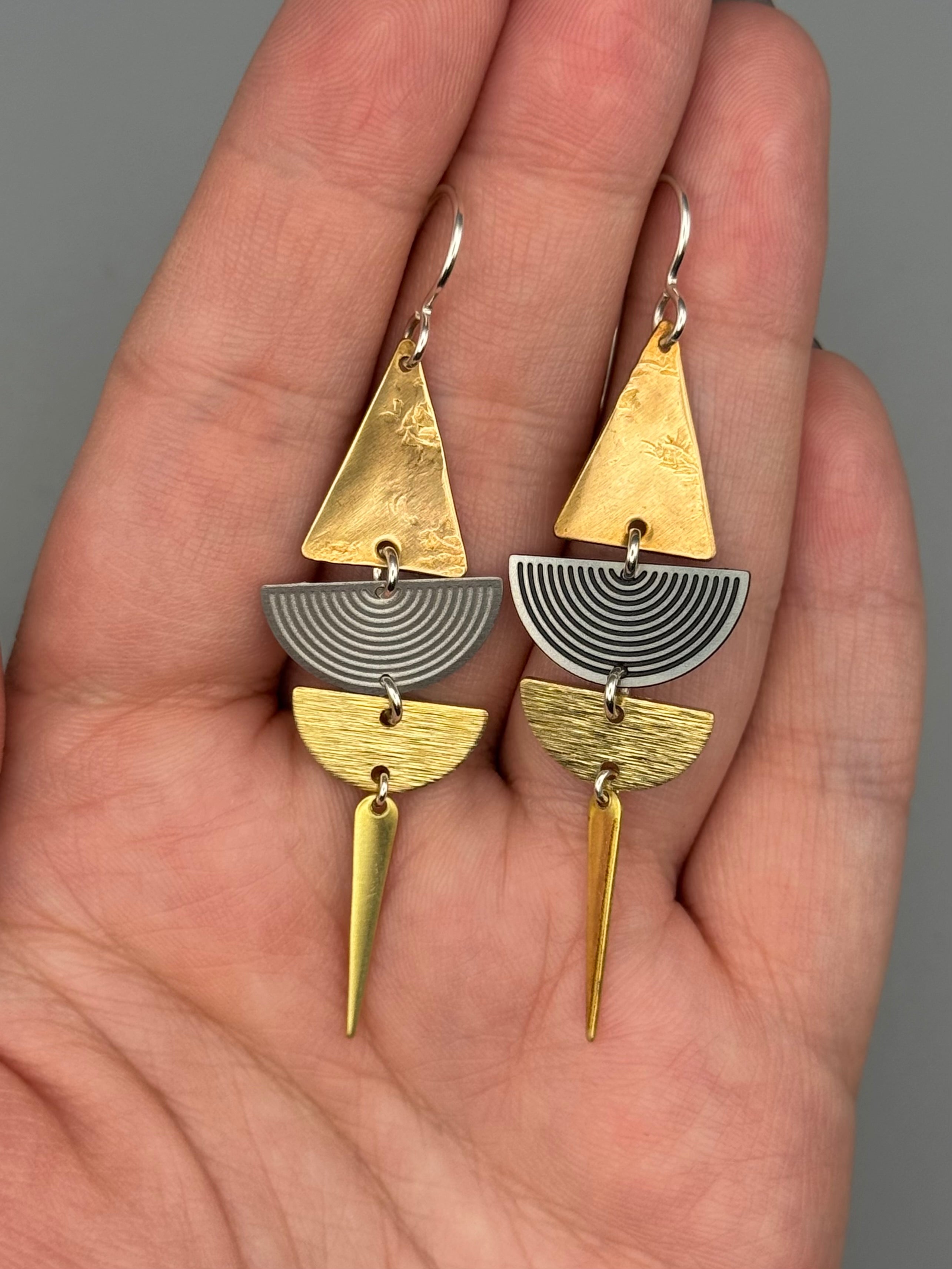 •SHAPE SHIFTER• mixed metal dangle earrings