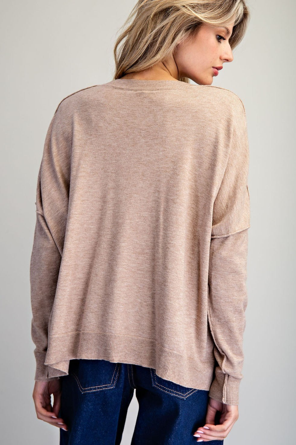 •MEGAN• exposed seam V-neck sweater
